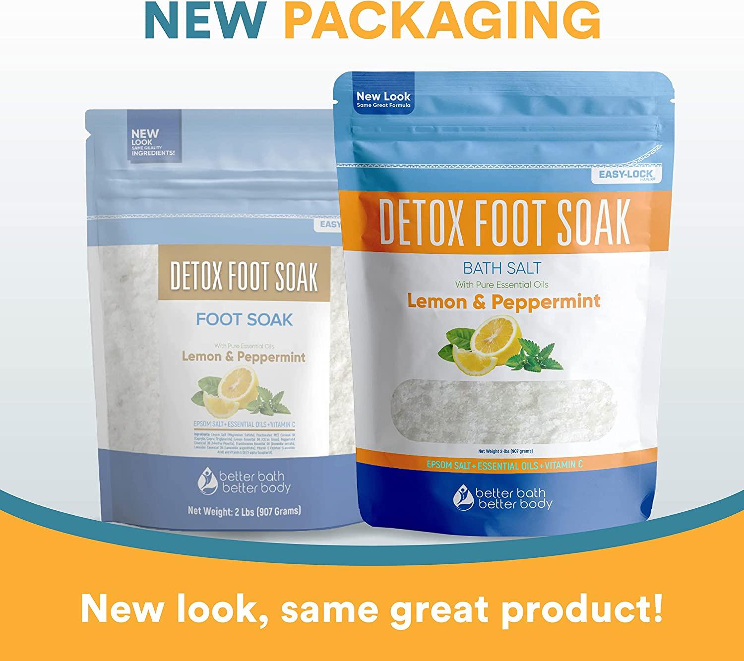 Detox Foot Soak Salts 32 Ounces with Lemon, Peppermint, Lavender