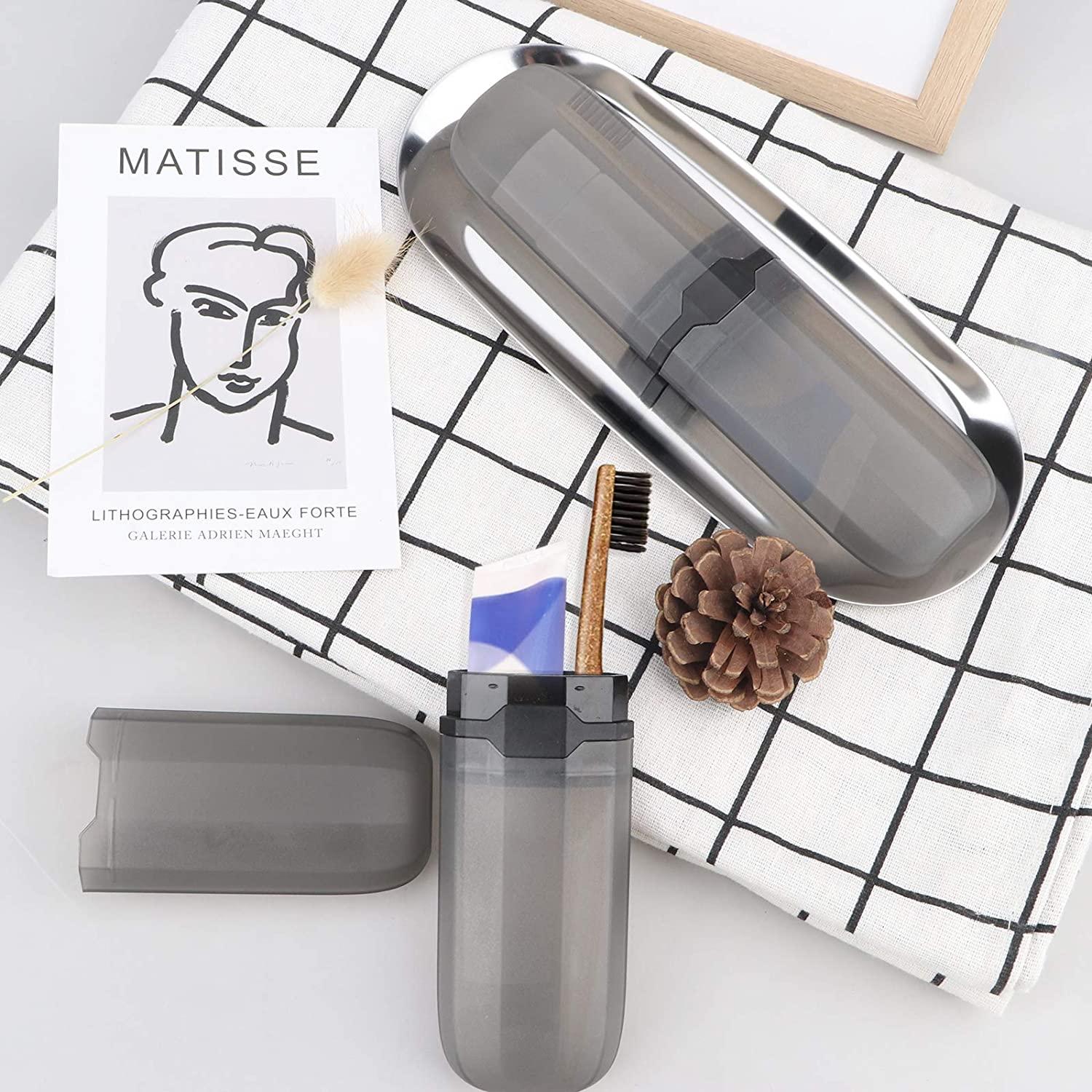 Yeeco Toothbrush Case 2 Packs Transparent Black Toothbrush Travel Case