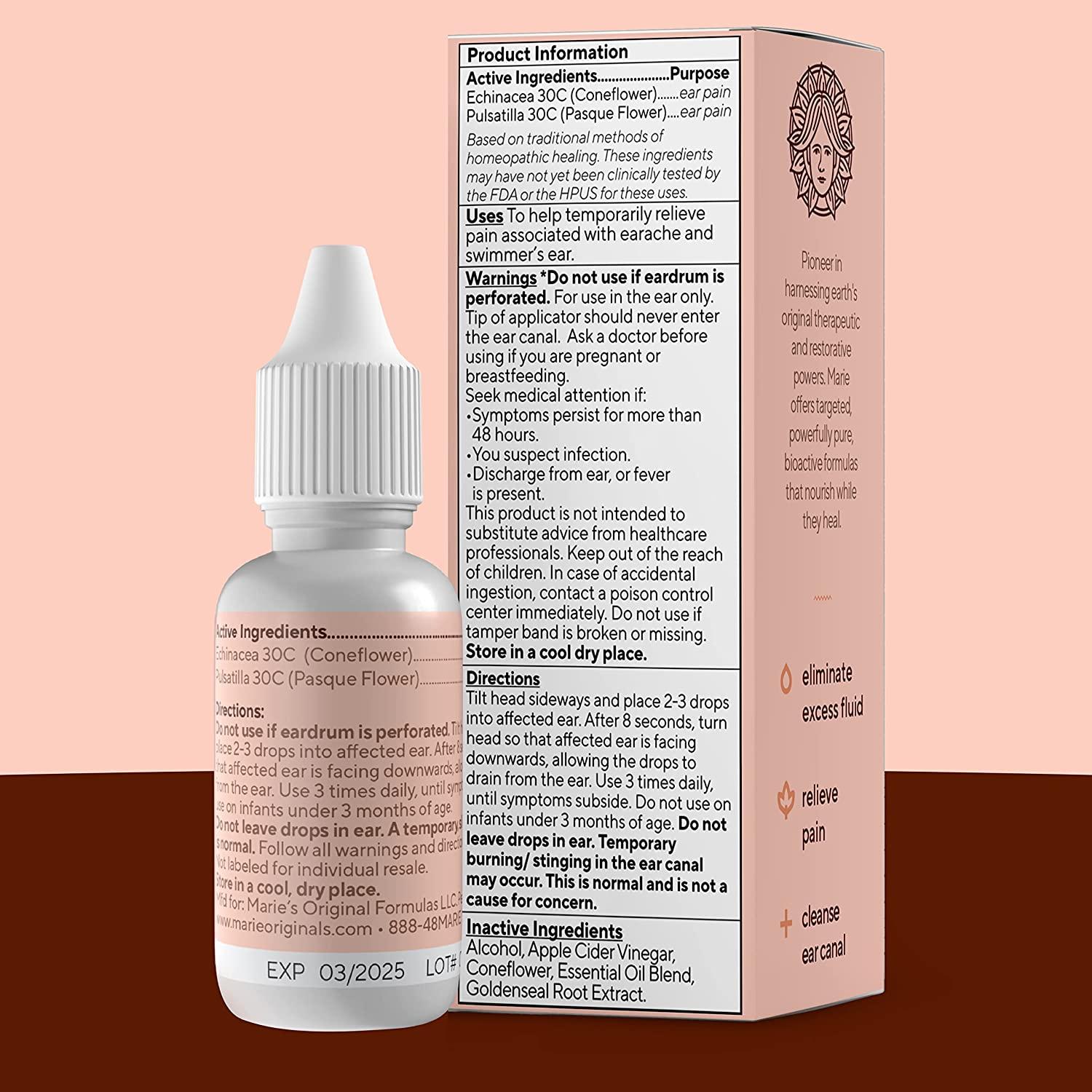 Natural Earache Drops for Ear Infection Prevention, Pain Relief, Swimmer's Ear Ear Drops for