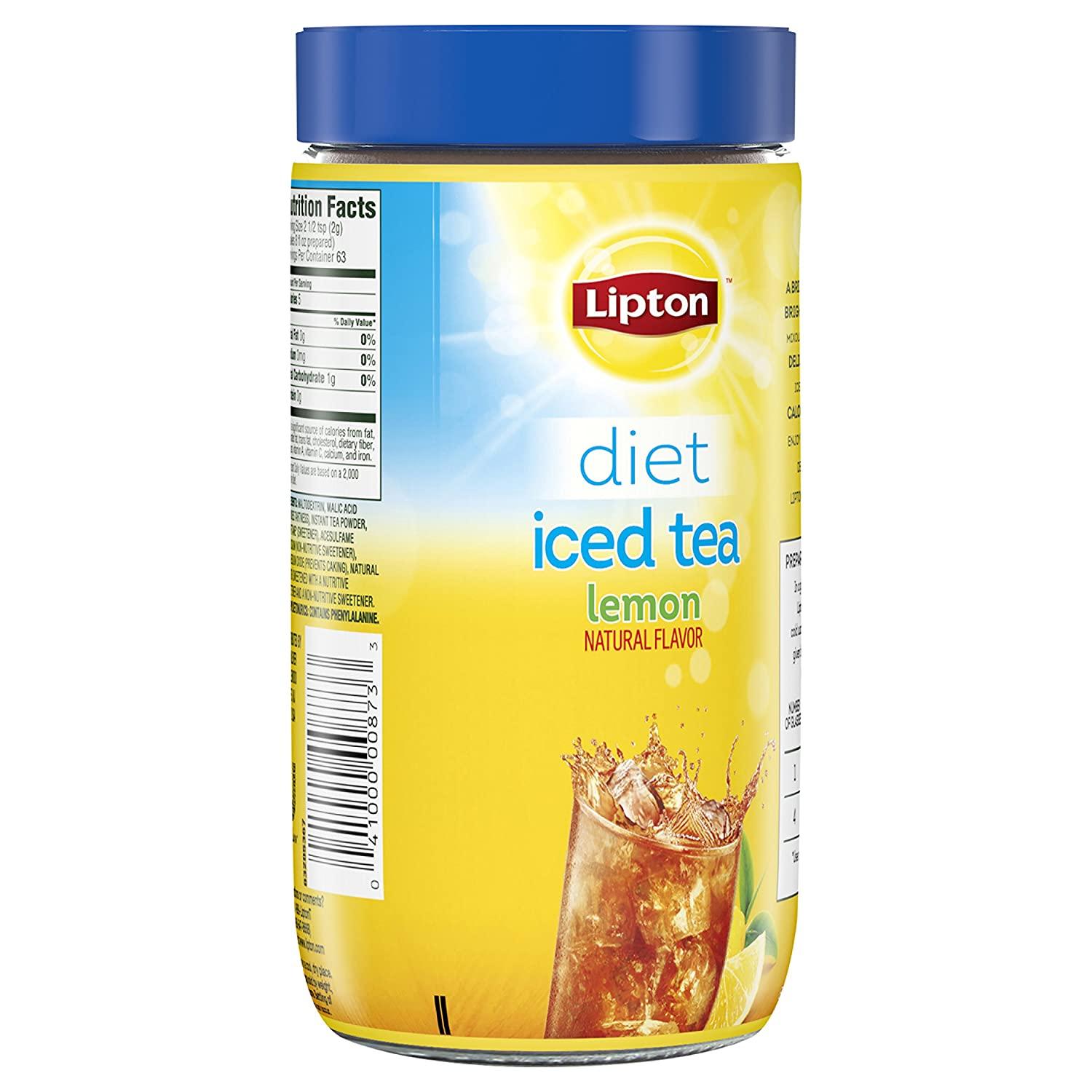 Lipton Diet Iced Tea Mix, Lemon, Makes 15 Quarts (Pack of 2) 4.4 Ounce