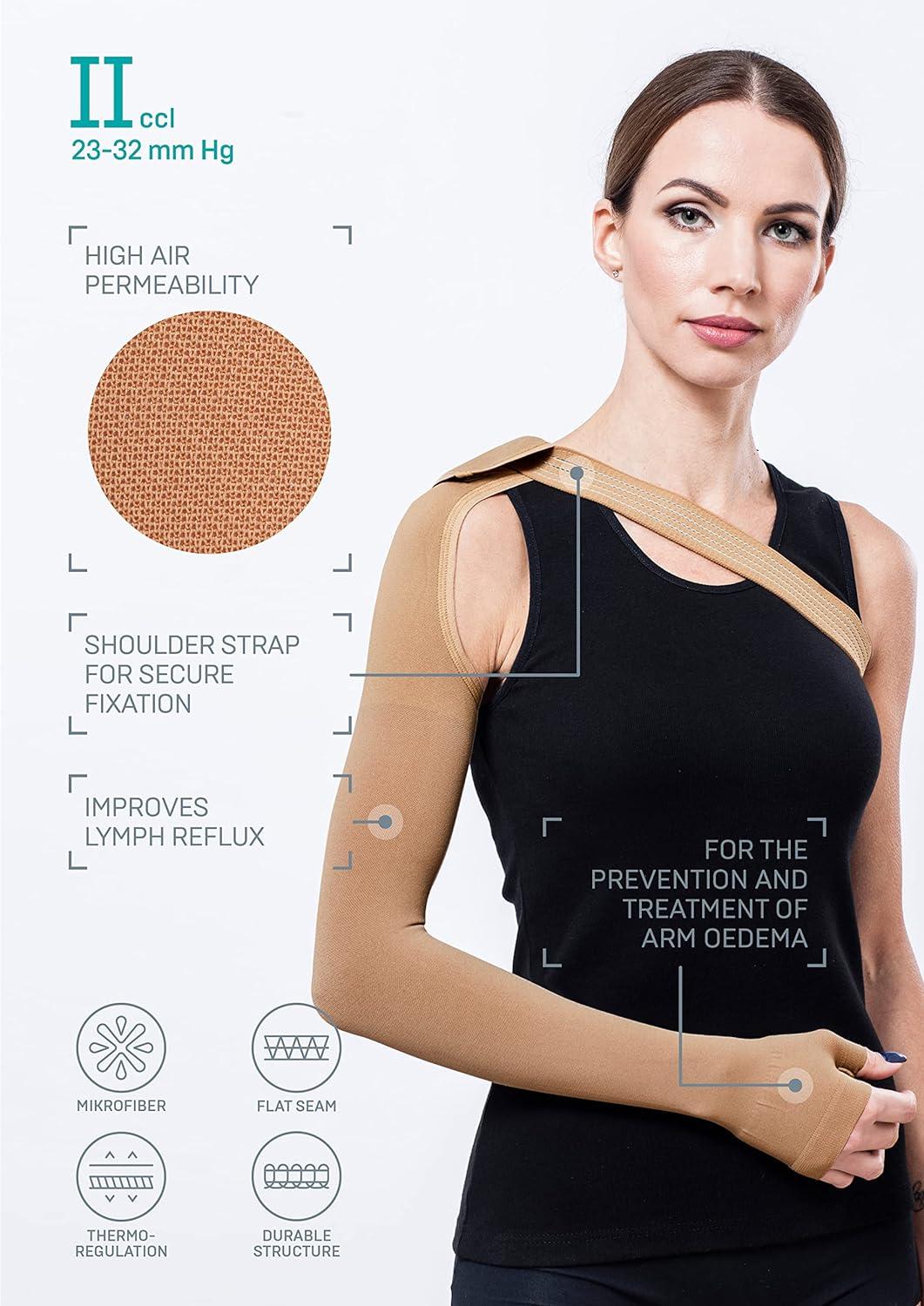 Mastectomy Compression Sleeve with Gauntlet Anti Swelling Support Arm