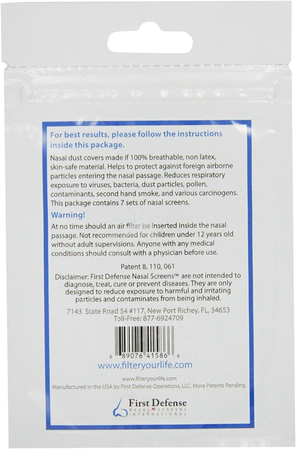 First Defense Nasal Screens 7Sets Respiratory Protection Pack