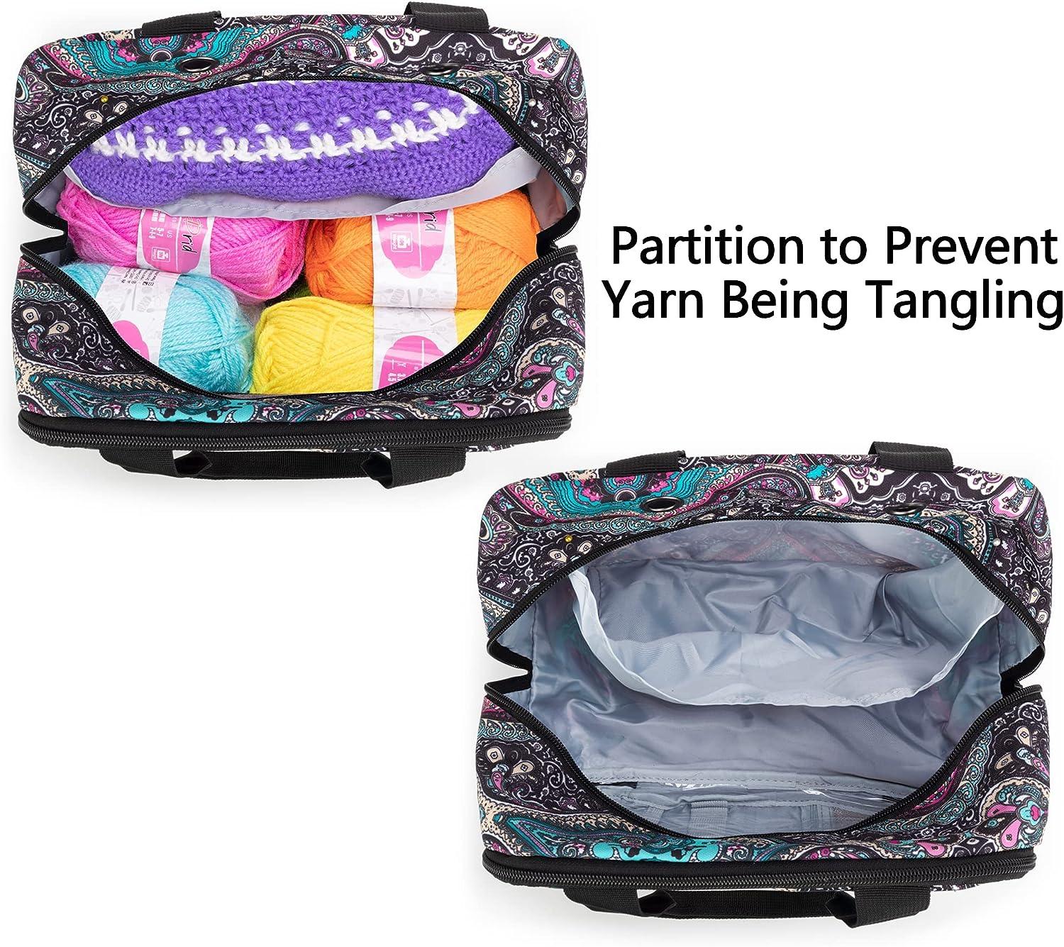 LoDrid Small Portable Knitting Bag, Crochet Yarn Storage Bag, Knitting Tote  Bag for Knitting Starter Kit, Travel Yarn Organizer for Yarn & Crochet  Supplies for Beginner, Kid & Adult, Totem (Bag Only)