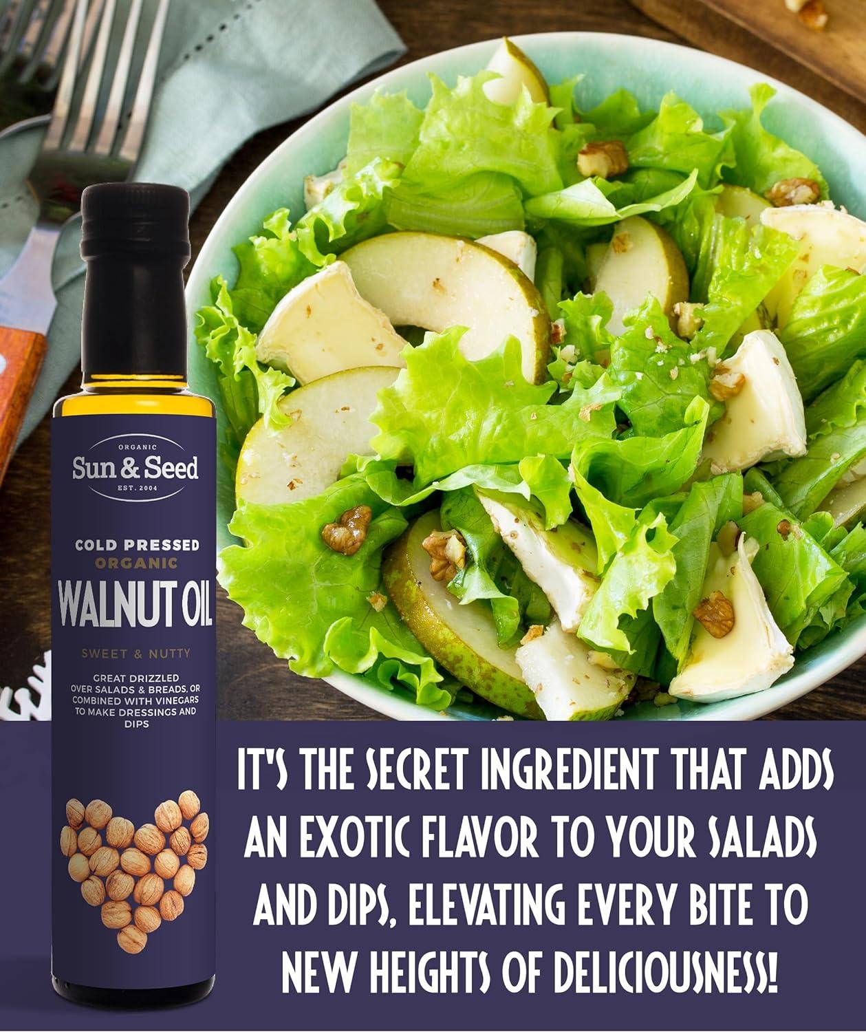 Organic Walnut Oil (Cold Pressed) by Sun & Seed 250ml Made from 100