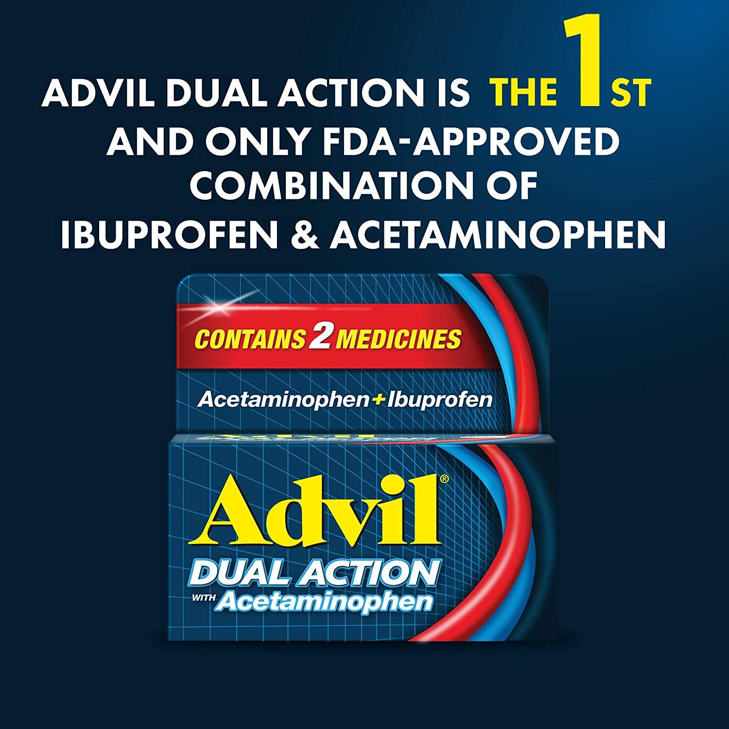 Advil Dual Action Coated Caplets with Acetaminophen, 250 Mg Ibuprofen