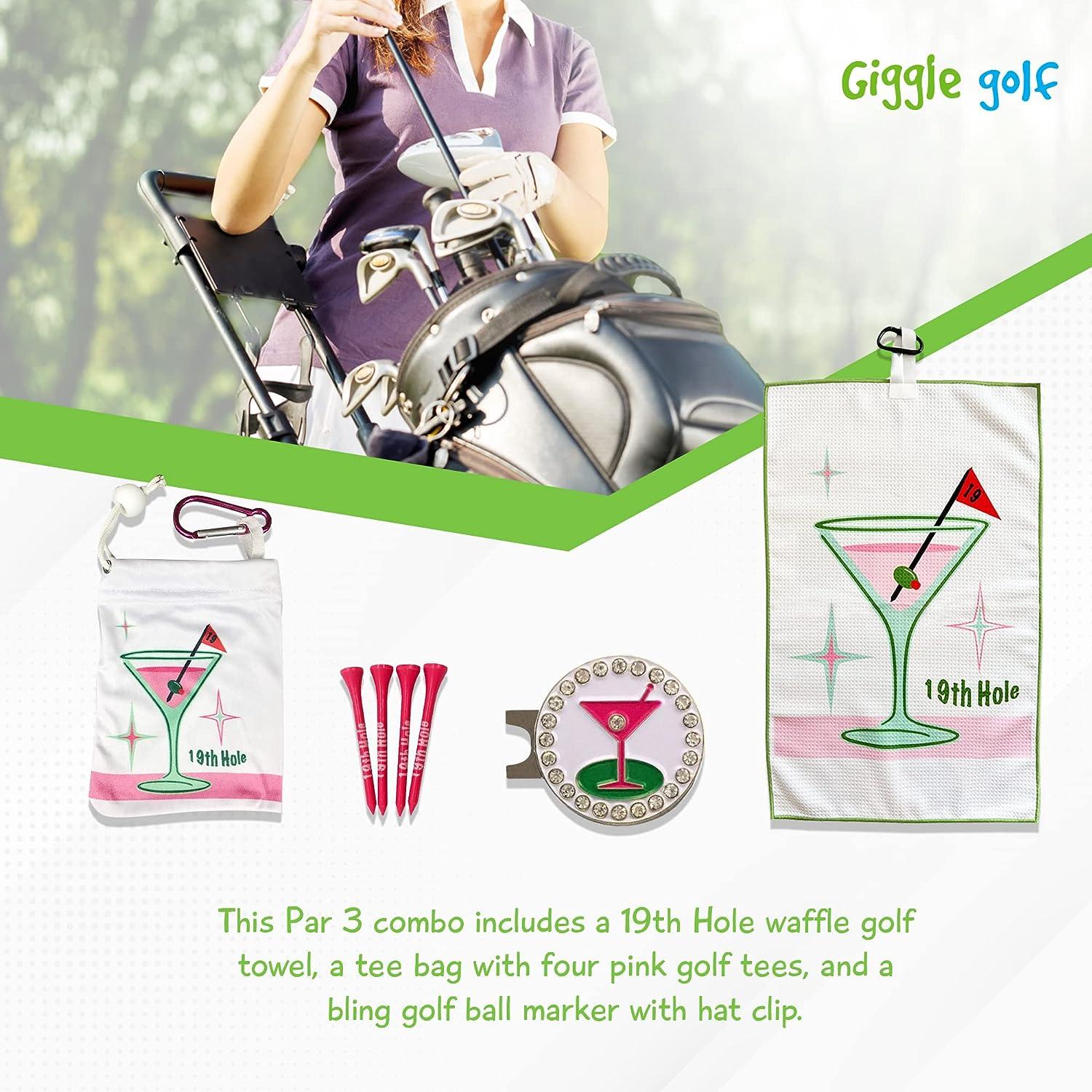 Giggle Golf Par Kit: Golf Towel, Tee Bag with Tees, Bling Ball