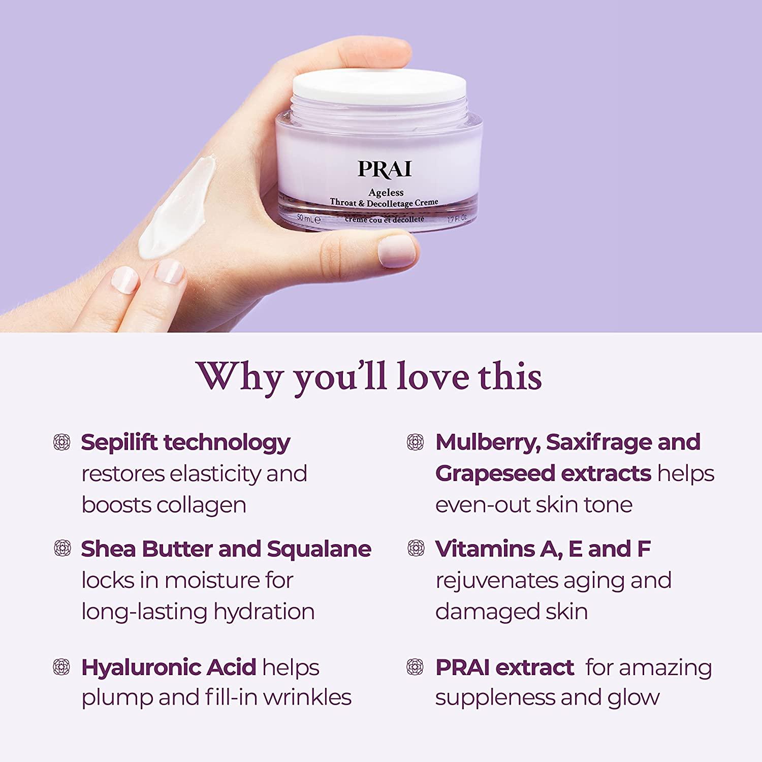 PRAI Beauty Ageless Throat & Decolletage Creme AntiAging Neck Firming Cream 1.7oz