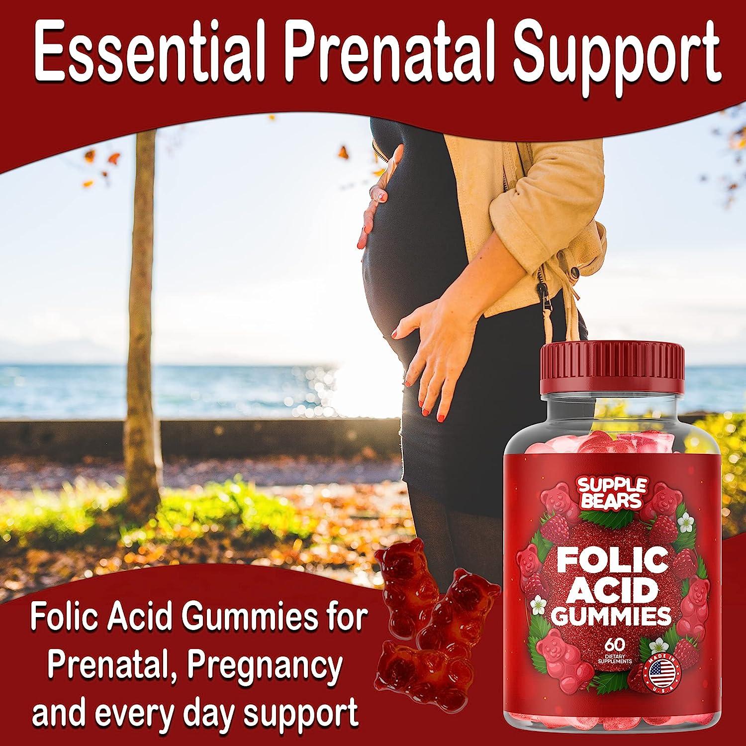 Supplebears Folic Acid Gummies 400mcg Essential Prenatal & Pregnancy