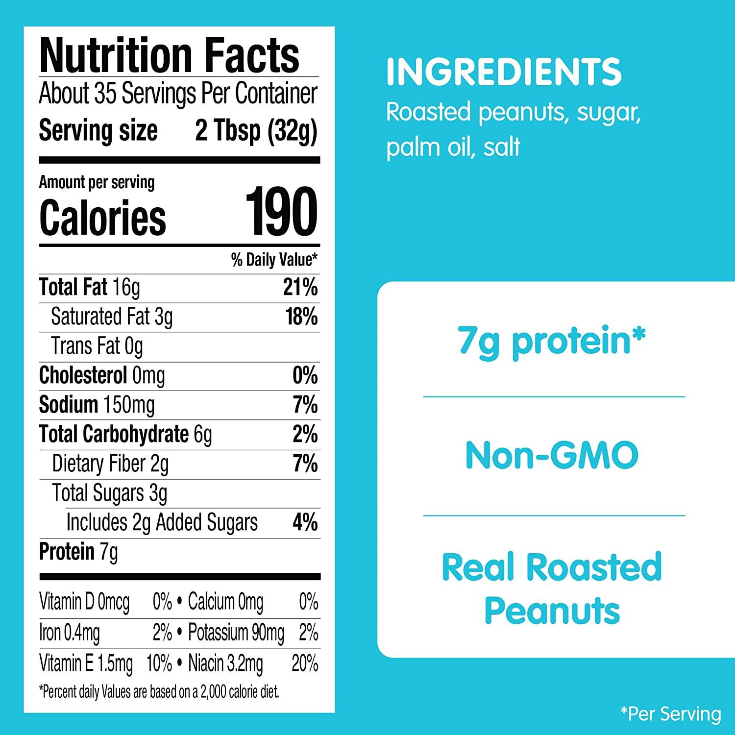 SKIPPY Natural Peanut Butter Spread, Creamy, 7 g protein per serving