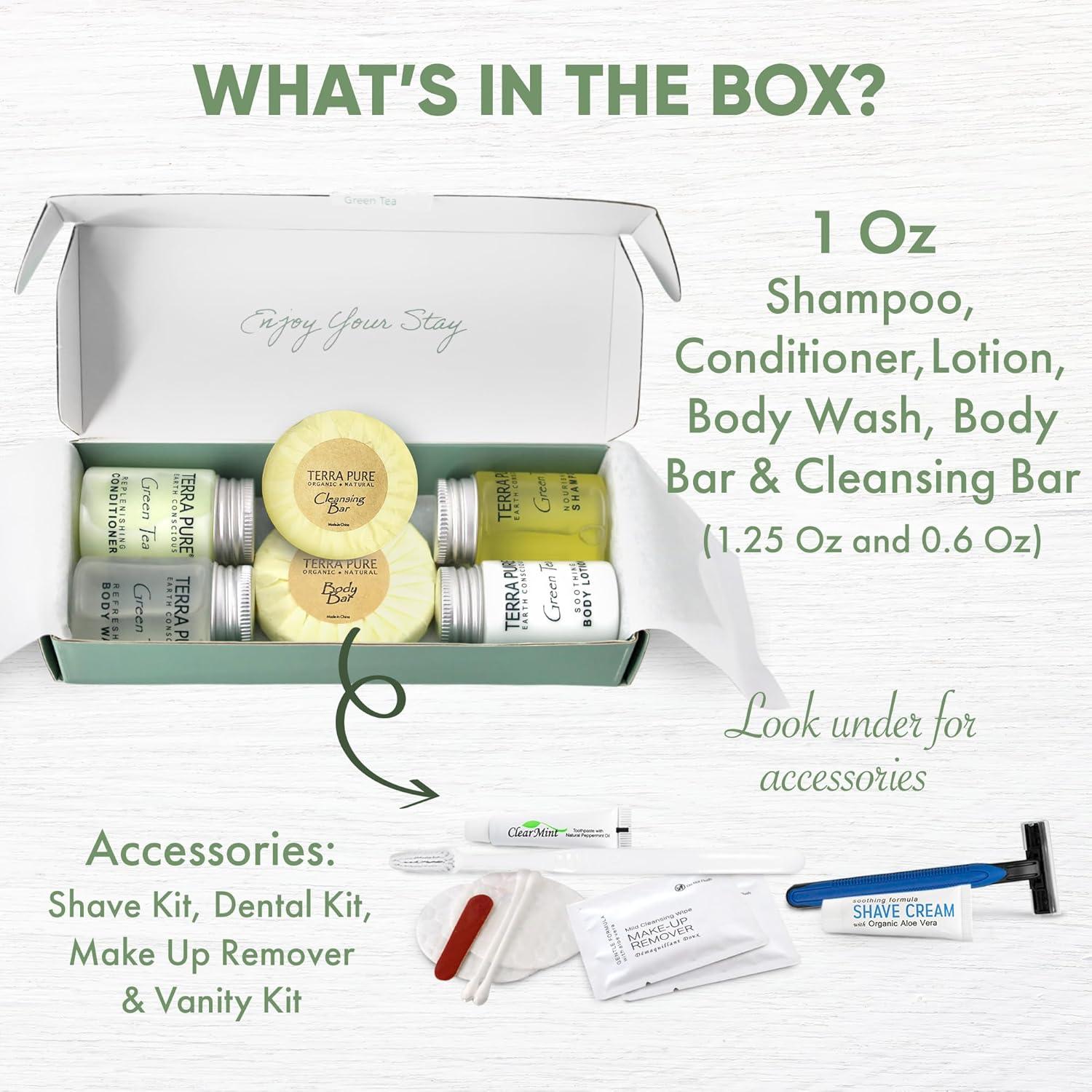 Terra Pure Green Tea Amenity Kit - Travel Size Shampoo Conditioner