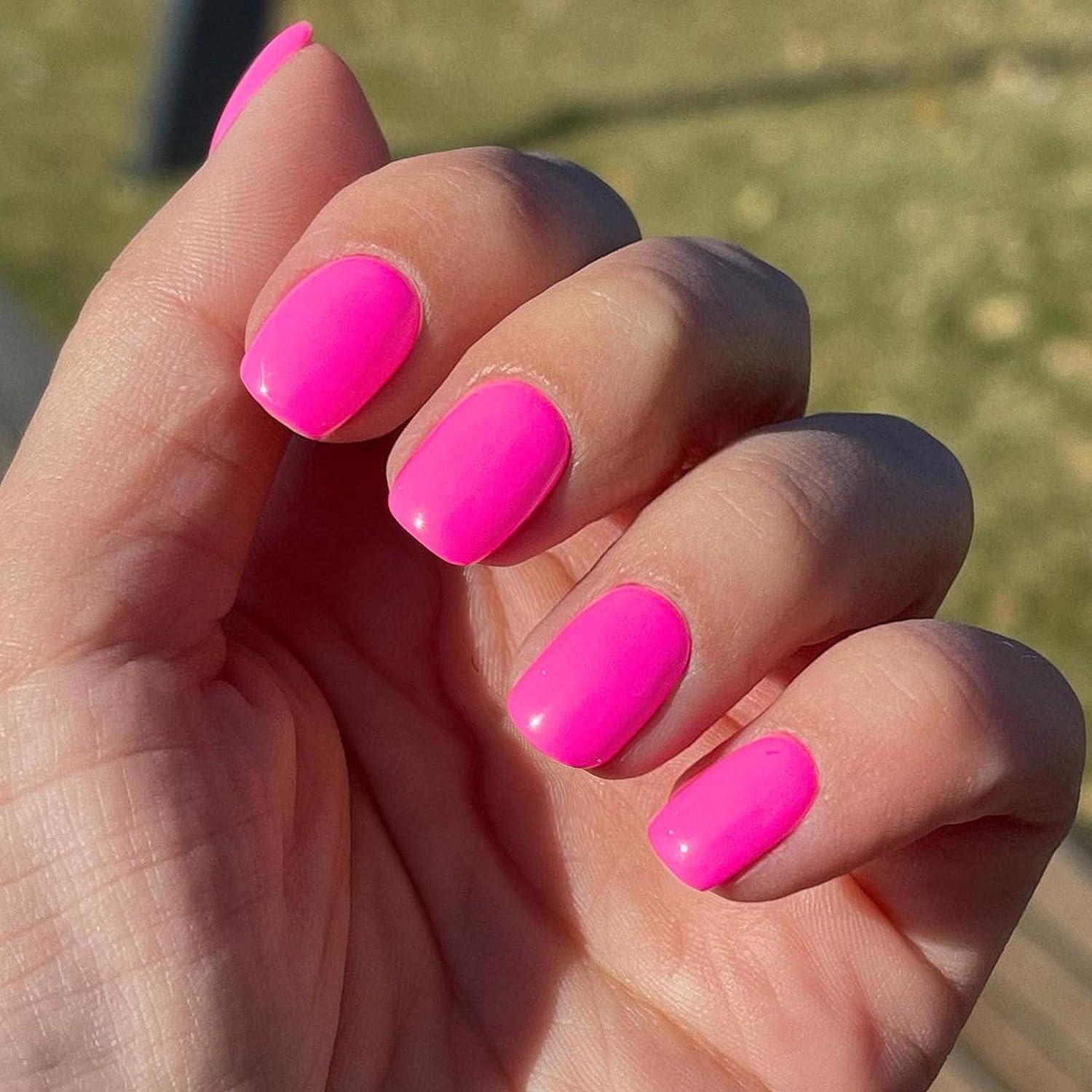 Pink Manicure on Long Beautiful Nails Stock Image - Image of hand, fashion:  176805763