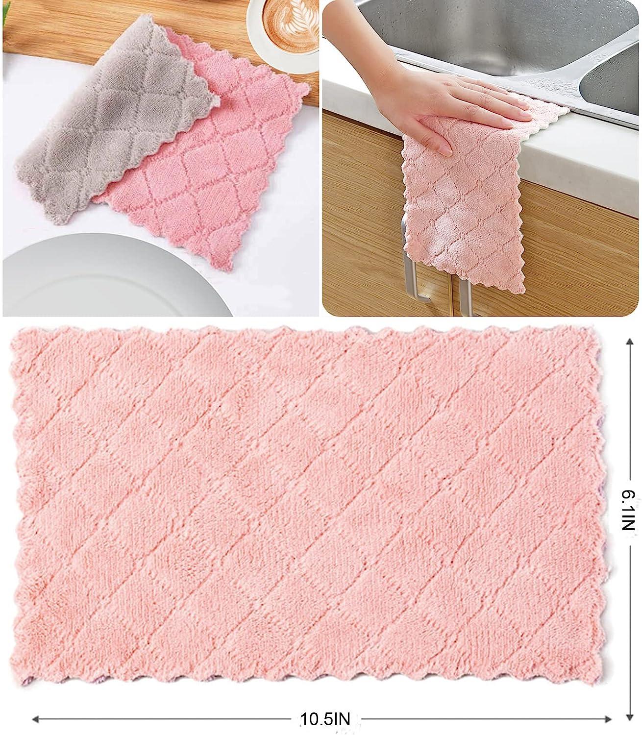 kimteny Machine Washable Coral Velvet Dish Towels, 12-Pack