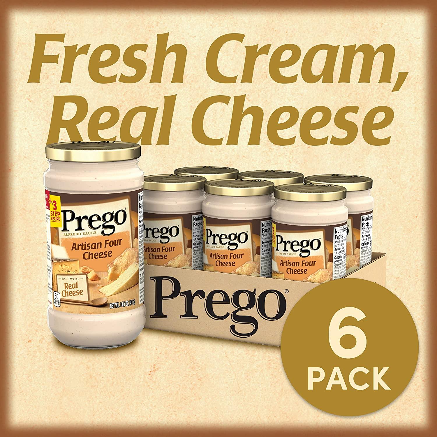 Prego Four Cheese Alfredo Sauce 14.5 oz Jar - Pack of 6 | Delicious