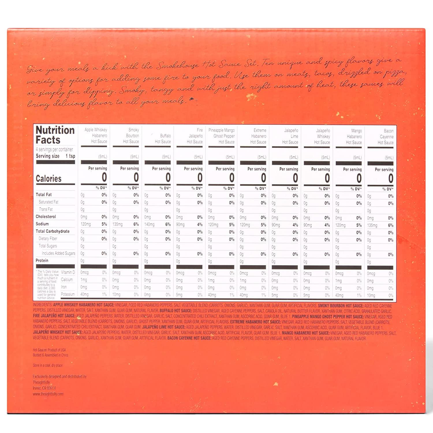 Thoughtfully Smokehouse Gourmet Hot Sauce Gift Set Variety Pack of 10