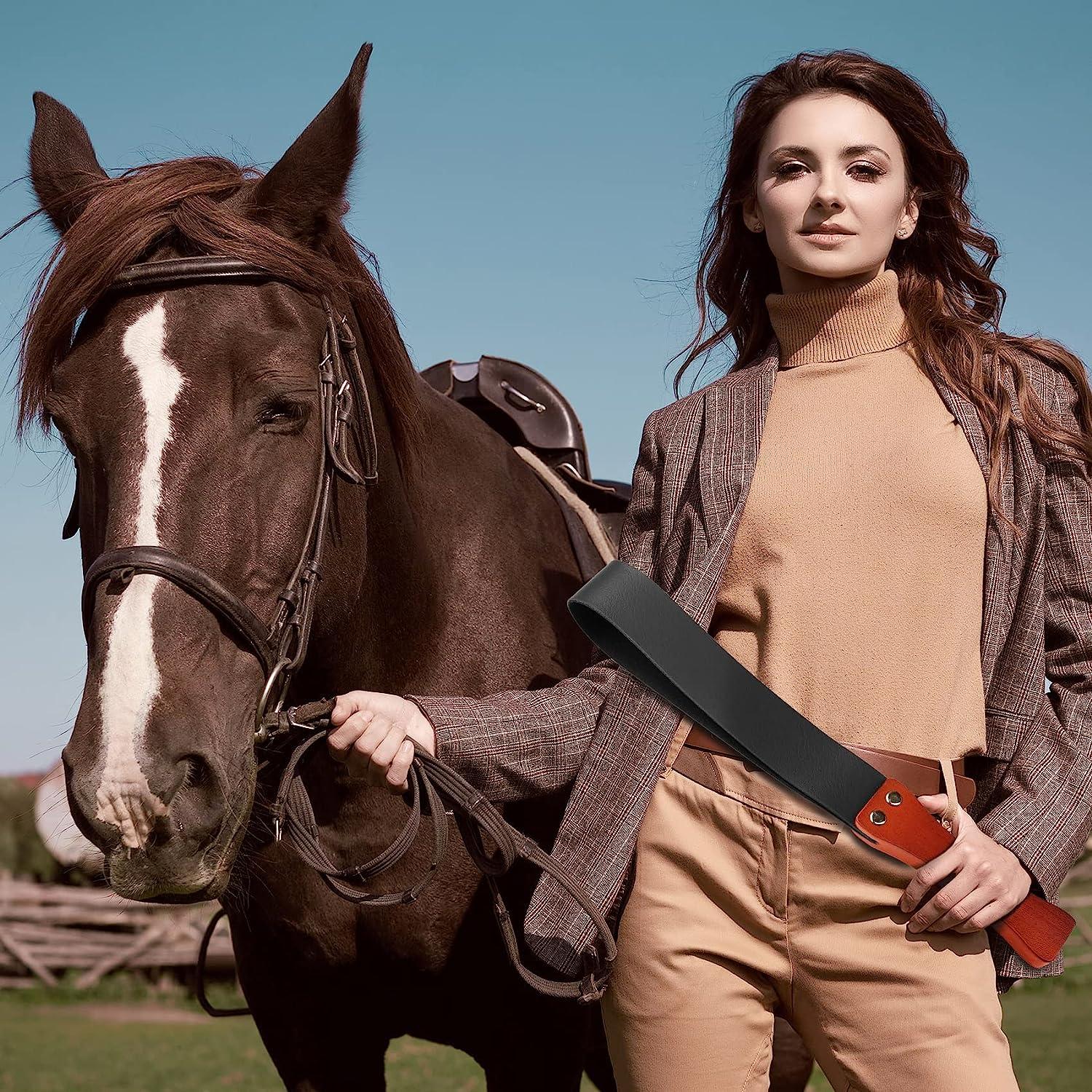 BARPOT Leather Paddle with AntiSlip Wooden Handle, Riding Crop for