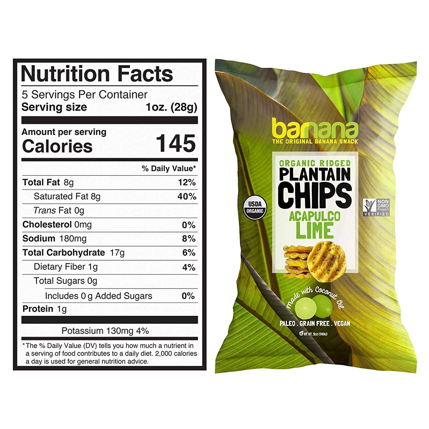 Barnana Organic Plantain Chips Variety Pack 5 Ounce, 4 Pack