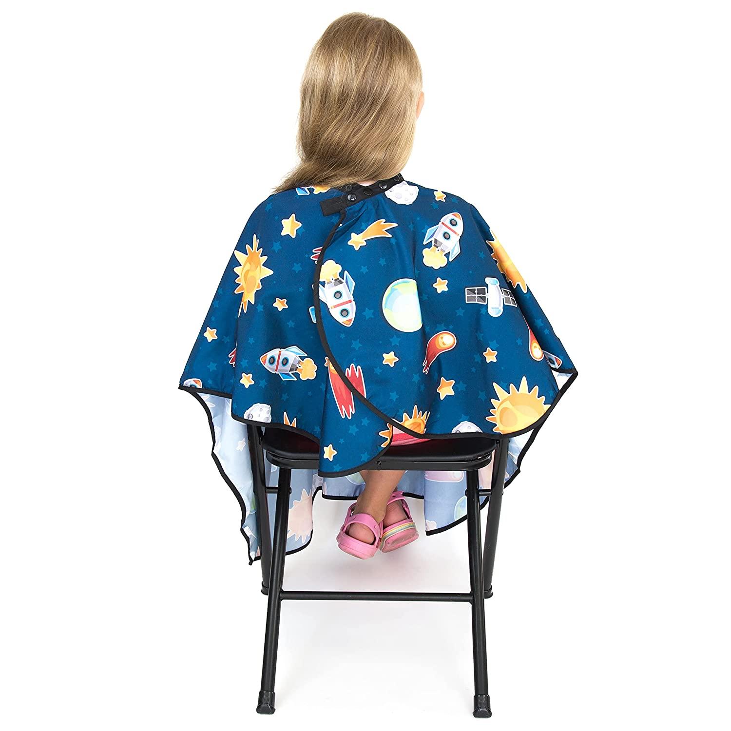 Hair Cutting Cape for Kids Outer Space Print Water Resistant Salon