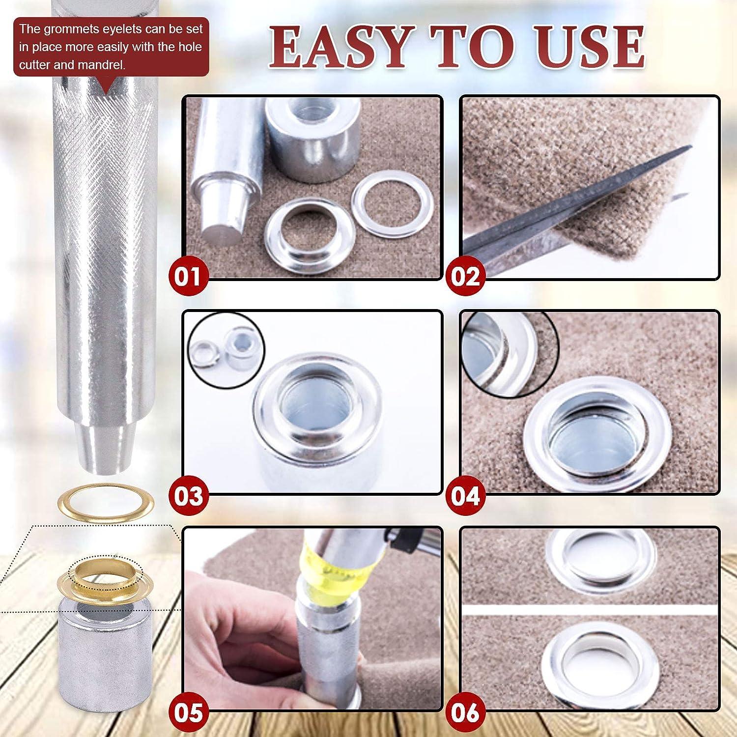 Hilitchi 160 Sets 1/2 Inch Grommets Eyelets Grommet Kit with Punch Hole