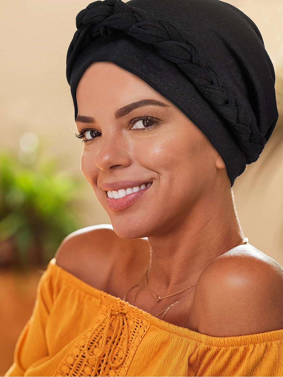 3-Piece Head Wrap Turban Set Pre-Tied Twisted Braid Hair Cover