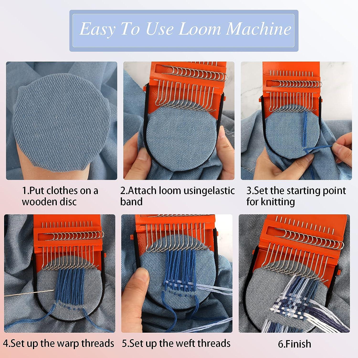 SchSin Small Weaving Loom Kit with 14 Hooks Portable Mini Darning Loom  Speedweve Type Weave Tool Beginners Quickly Mending Loom Machine DIY  Weaving