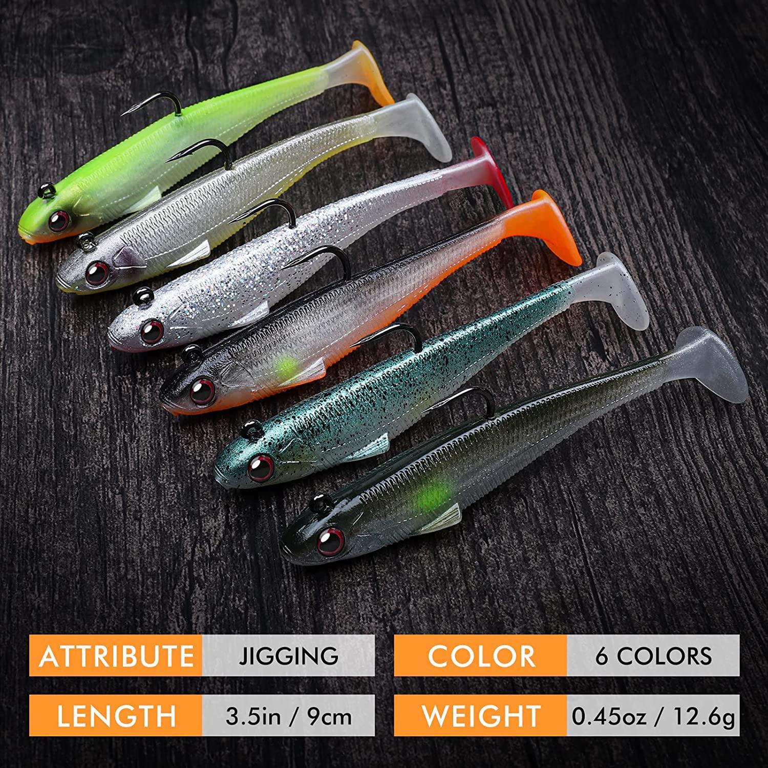 TRUSCEND Pre-Rigged Jig Head Soft Fishing Lures Paddle Tail Swimbaits for Bass  Fishing Shad or Tadpole Lure with Spinner Premium Fishing Bait for Saltwater  Freshwater Trout Crappie Fishing A-3.50.45oz