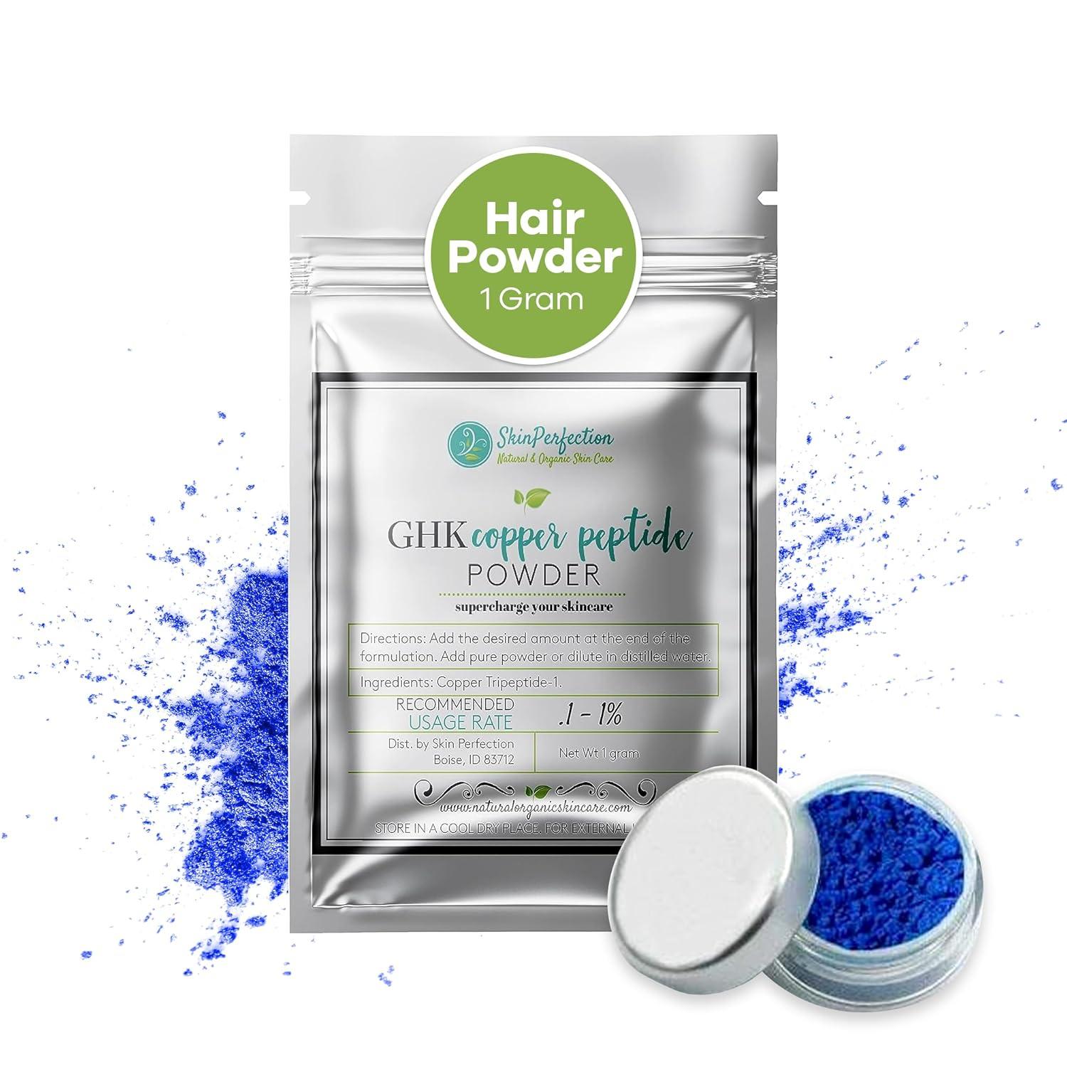 cosmetic grade ghk cu powder GHK Copper Peptide - 99.7% Pure Powder for DIY Face and Hair Serums 1 gram  jar main image 1
