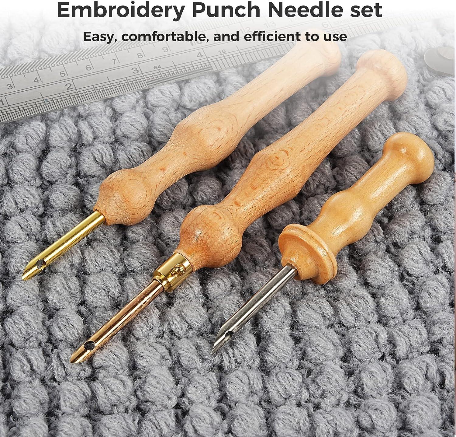 Durable Knitting Embroidery Pen Punch Needle Threader Set DIY Wood Handle  Sewing MRG
