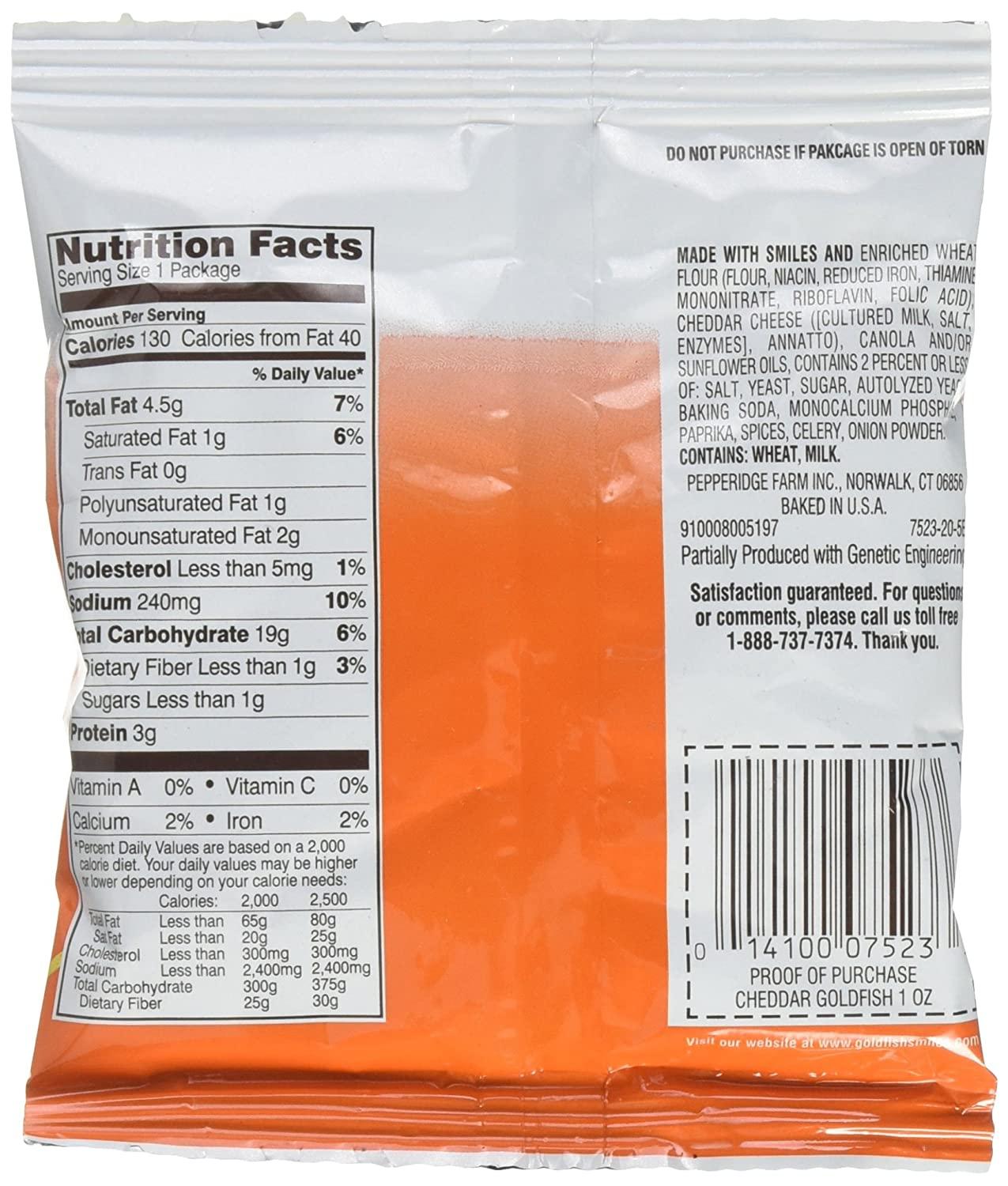Pepperidge Farm Cheddar Goldfish Crackers, 1 Ounce, Pack of ...