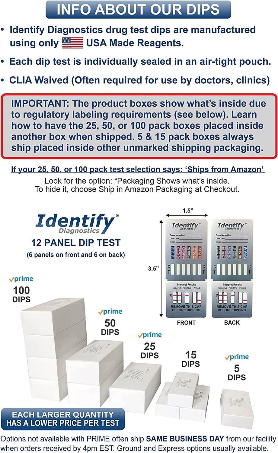5 Pack Identify Diagnostics 12 Panel Drug Test Dip Testing Instantly