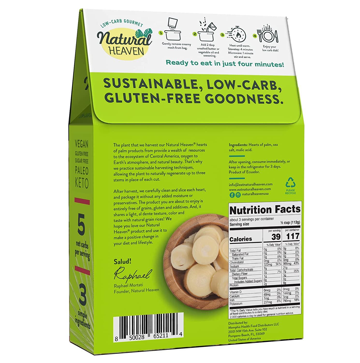 Natural Heaven Hearts of Palm Creamy Mash GlutenFree 7g of Carbs