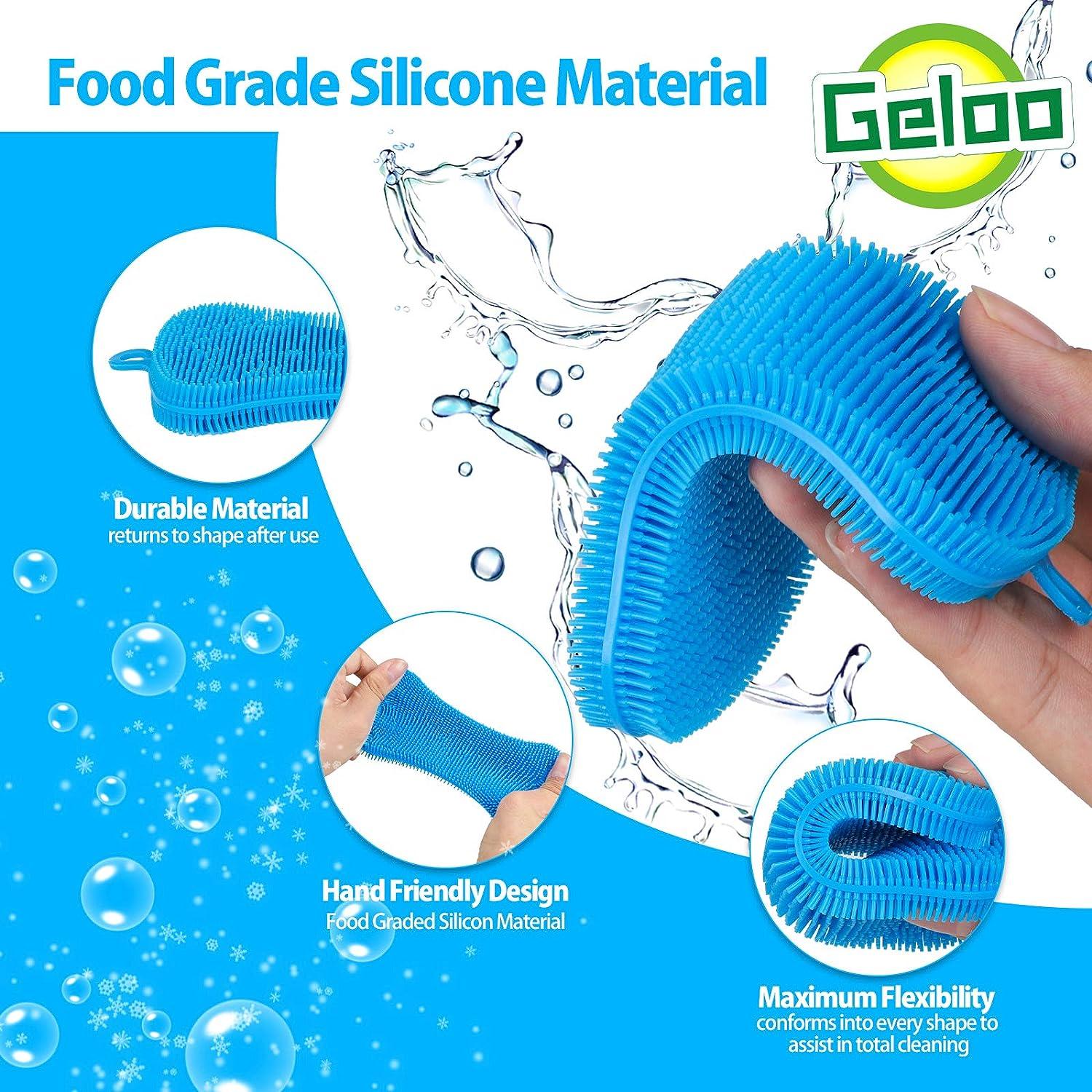 Geloo Silicone Sponge Dish Sponges, Silicone Sponge Dish Washing Kitchen  Gadgets Brush Accessories, Kitchen Sponge Double Sided Cleaning Sponges ( 3  Pack ), Blue+Grey+Green (aa2)