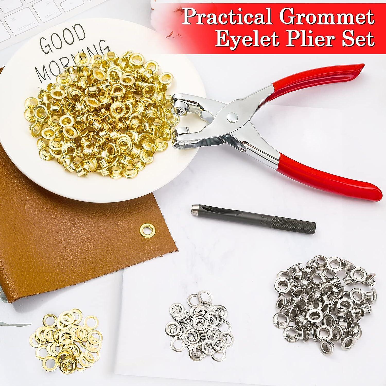1200PCS Eyelet Grommet Tool Kit, Caffox 1/4 Inch Grommet Eyelet Plier 6mm  Metal Eyelets and Washers for Fabric Hole Punch Grommet Pliers for Shoes  Leather Clothes Belt