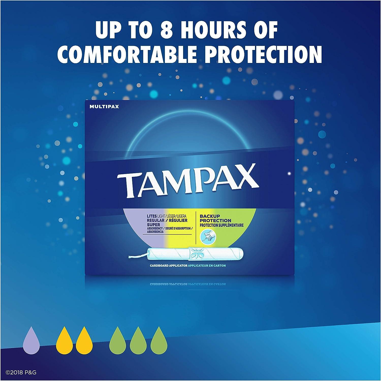 Tampax, Tampons, Biodegradable Cardboard Applicator, Regular Absorbency, 40  Count