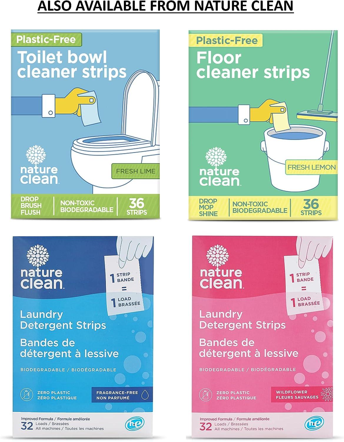 Nature Clean Natural Toilet Bowl Cleaner Strips 36 count, NonToxic PlasticFree Packaging, Eco