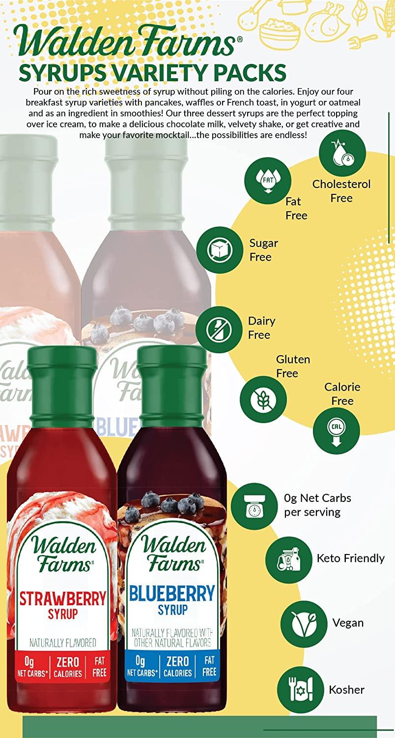 Walden Farms Variety Pack Syrups 12 oz 0g Net Carbs Keto Friendly Non