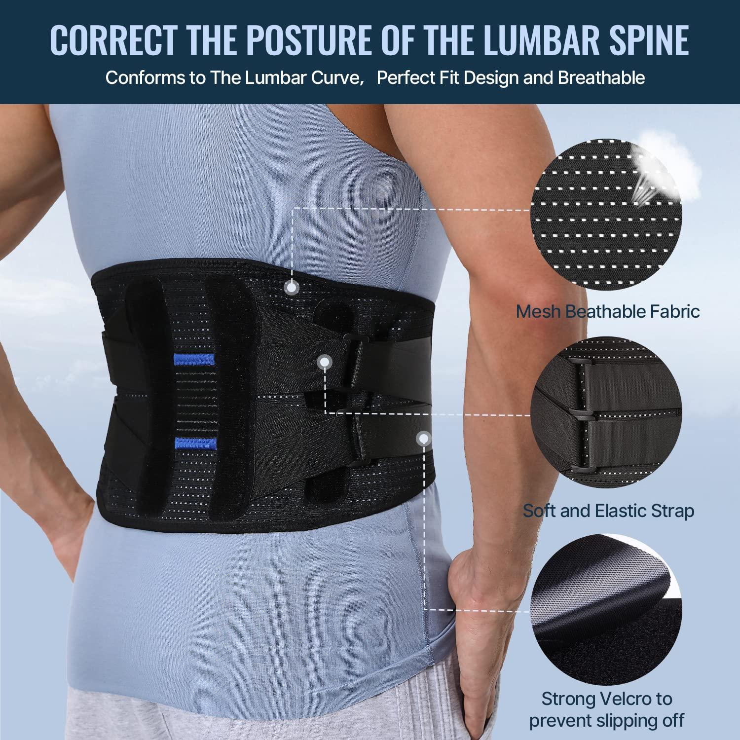 Fit Geno Back Brace for Men and Women Lower Back, Instant Back Pain Relief  from Injury, Herniated Disc, Sciatica and Scoliosis, Premium Breathable and  Adjustable Lumbar Lower Back Support Belt, Large (Waist