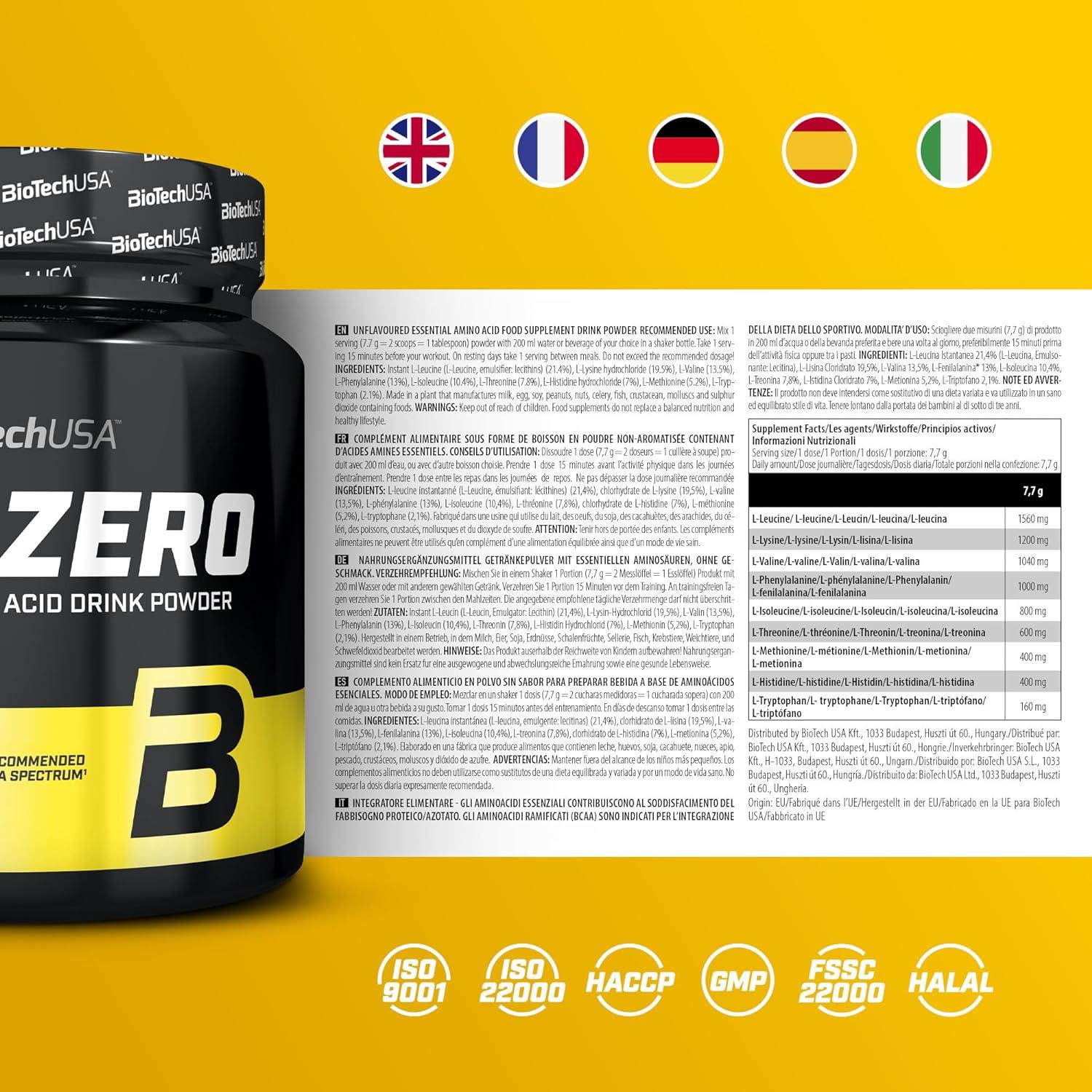 BioTechUSA EAA Zero - 7160mg Essential Amino Acid Power | WHO ...