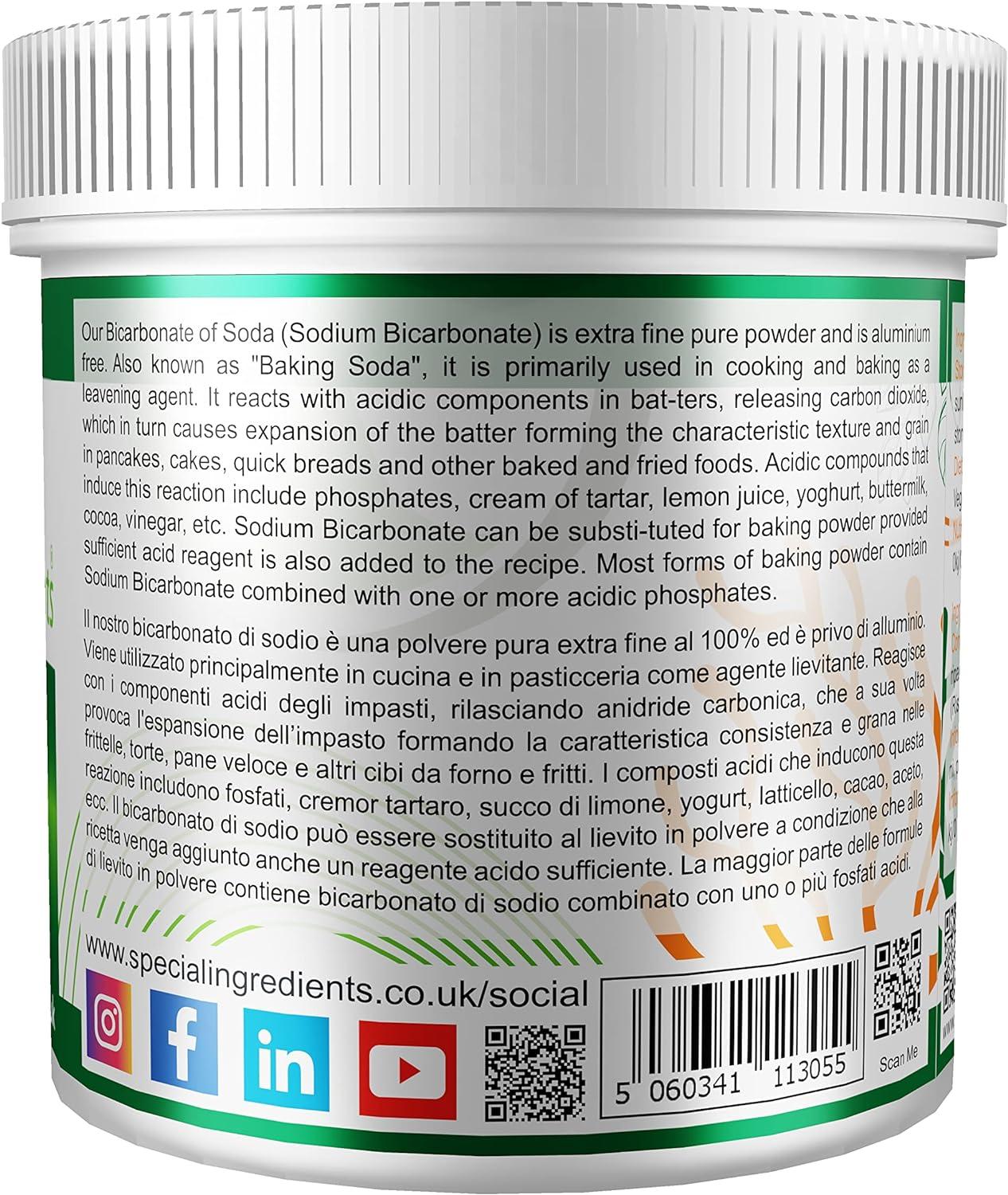Special Ingredients Bicarbonate of Soda 250g Aluminium Free, Extra Fine Powder, NonGMO