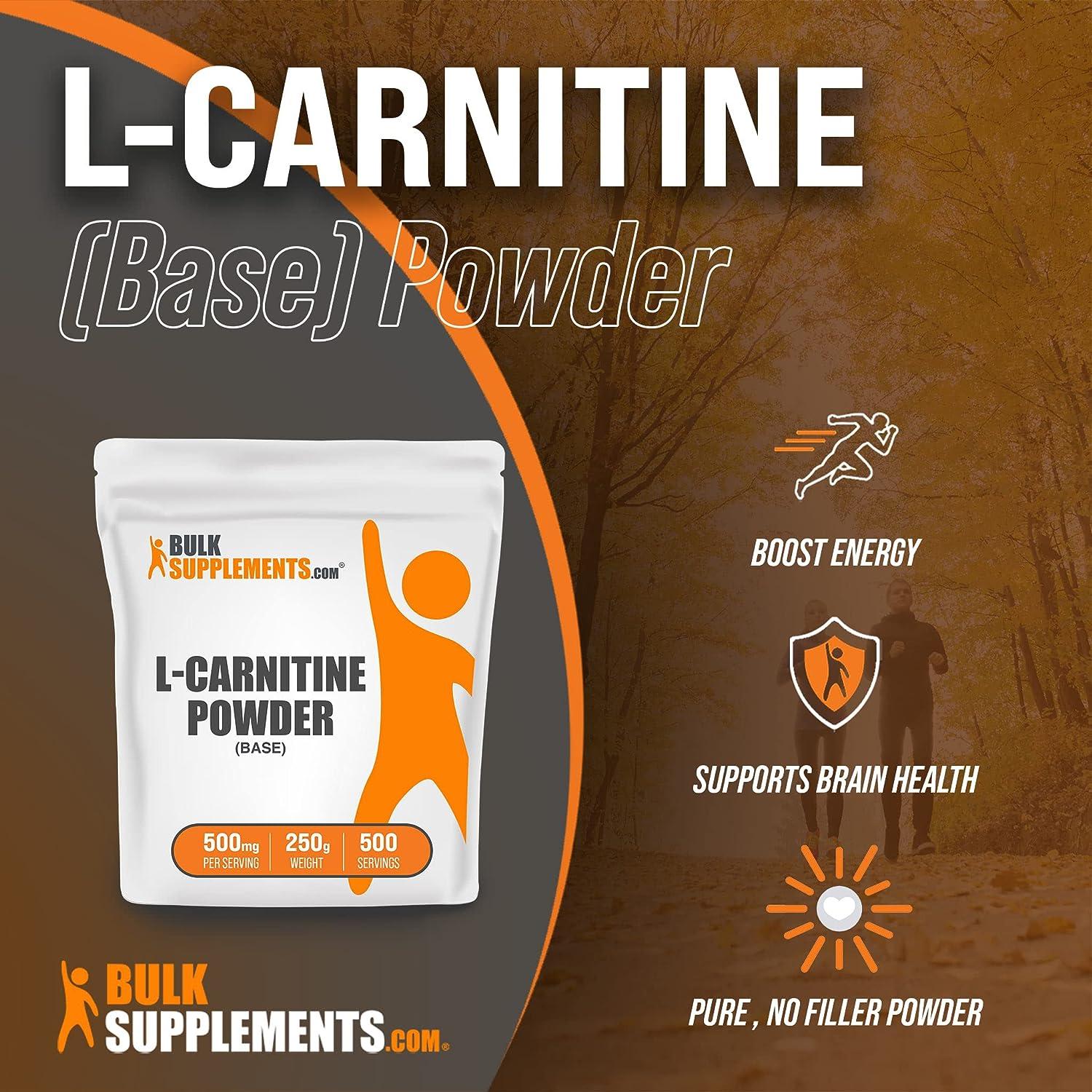 l-carnitine base powder BulkSupplements L-Carnitine Powder 250 Servings - 1000mg Amino Acid  Supplement for Muscle Recovery & Endurance - Gluten Free - 250g (8.8oz)  Pack of 1 | Buy Now with Express International Delivery