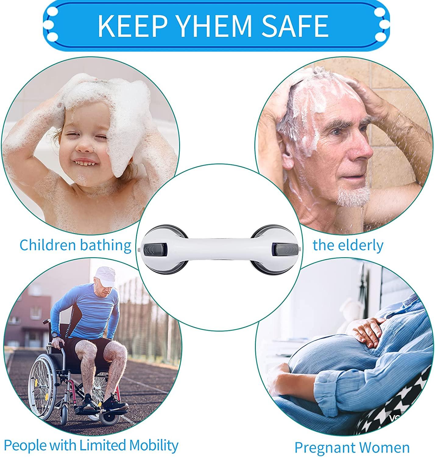 12'' Portable Grab Bars for Bathroom,Ultra Grip Dual Locking Shower