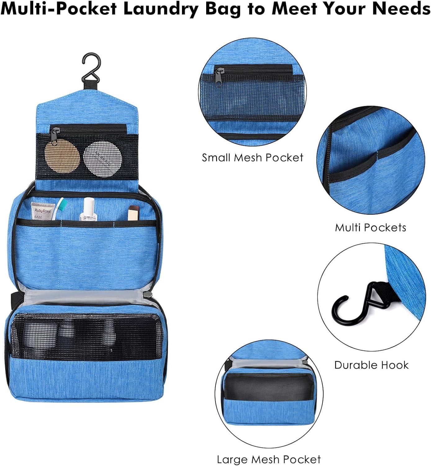 Cooja Hanging Toiletry Wash Bag with Hook Handle Sky Blue