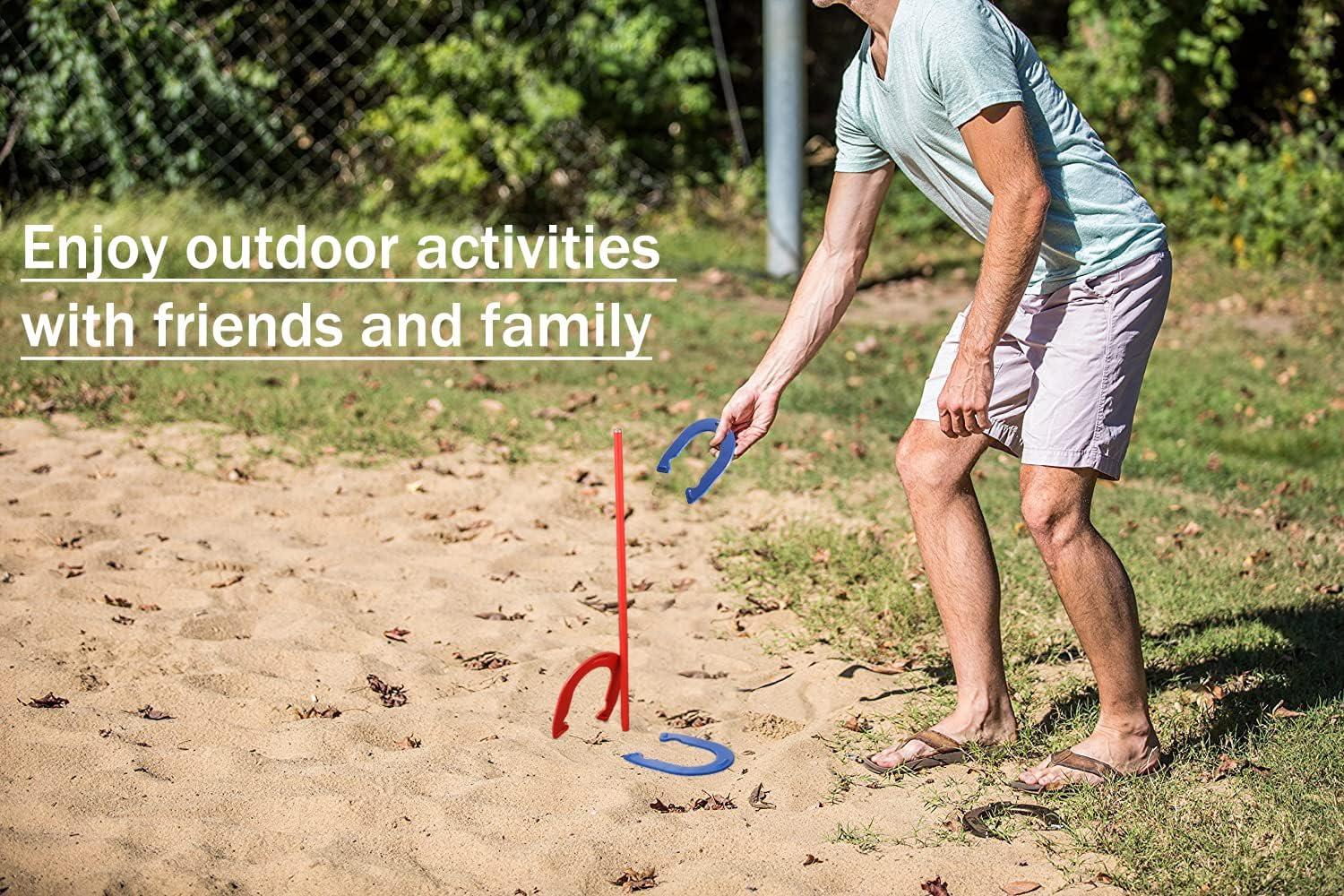 Horseshoe Outside Game Set Complete with 4 Horseshoes, 2 Stakes