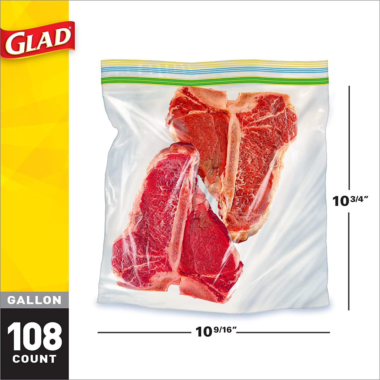 Glad Trash & Food Storage Food Storage and Freezer 2 in 1 Zipper Bags -  Gallon Size - 36 Count (Pack of 3)