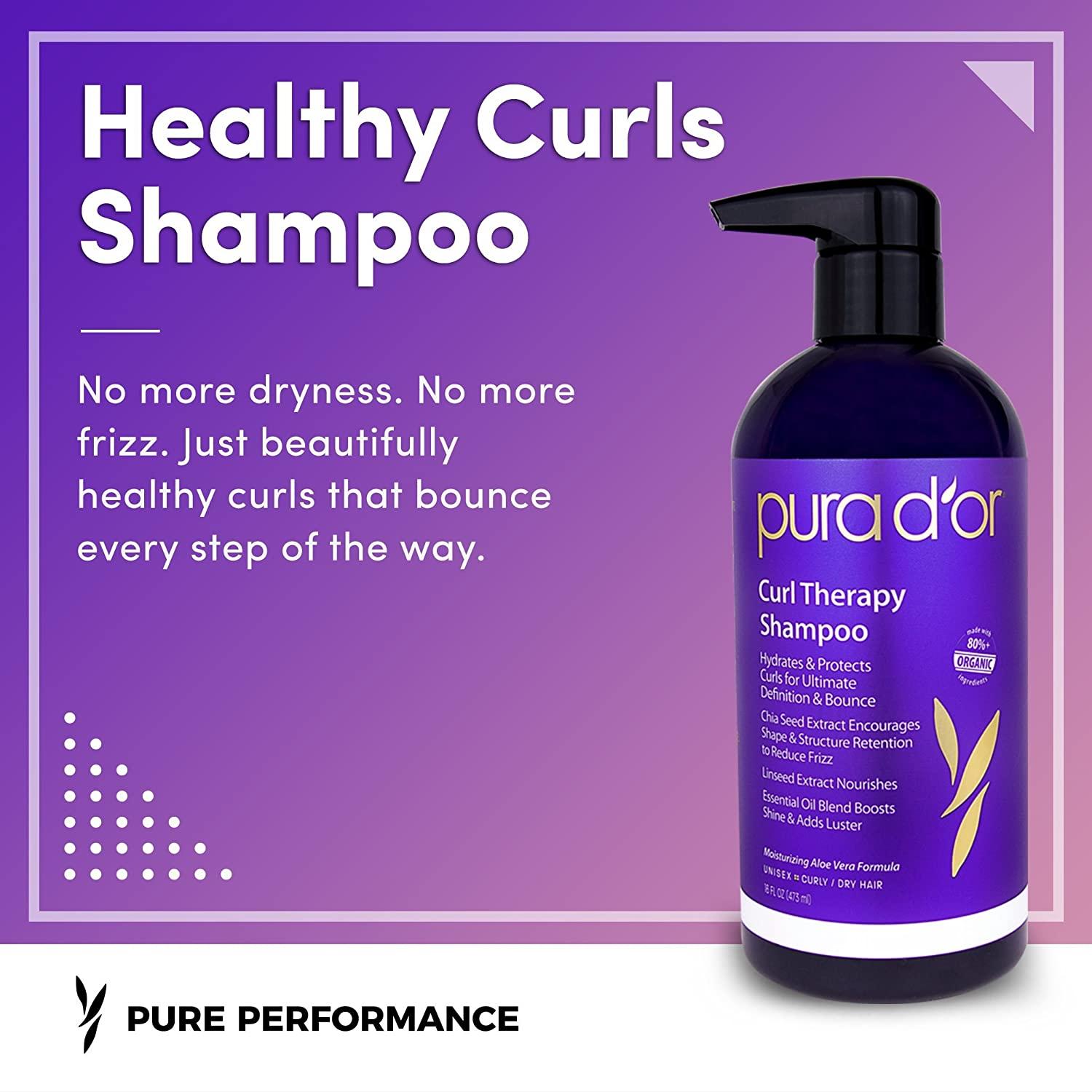 Pura D'or Curl Therapy Shampoo 16 fl oz Nourishing Curly Hair Care