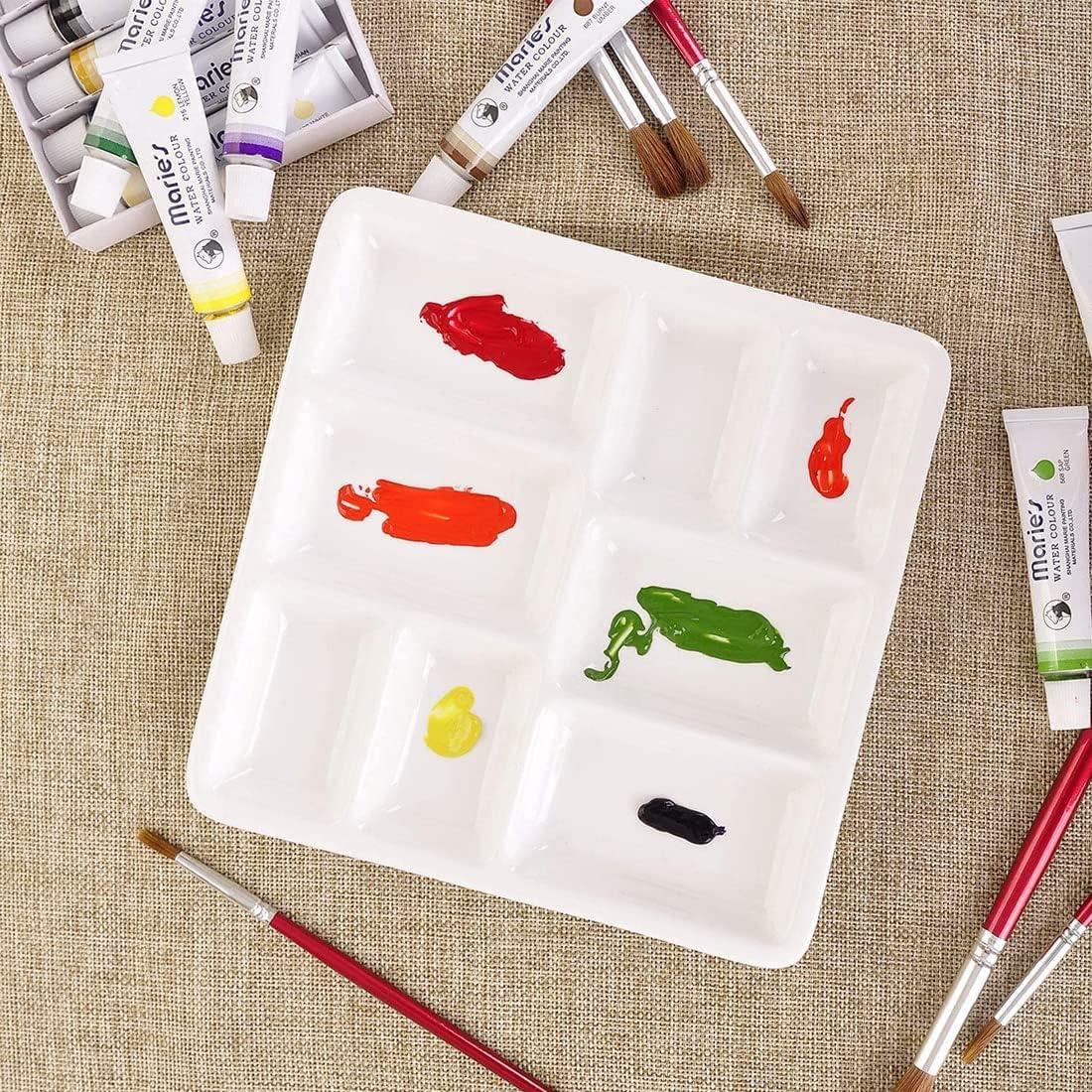 Gemerglity 13-well Porcelain Artist Paint Palette, Mixing Ceramic Watercolor Palette, Mixing Tray for Watercolor Gouache Acrylic Oil PAI