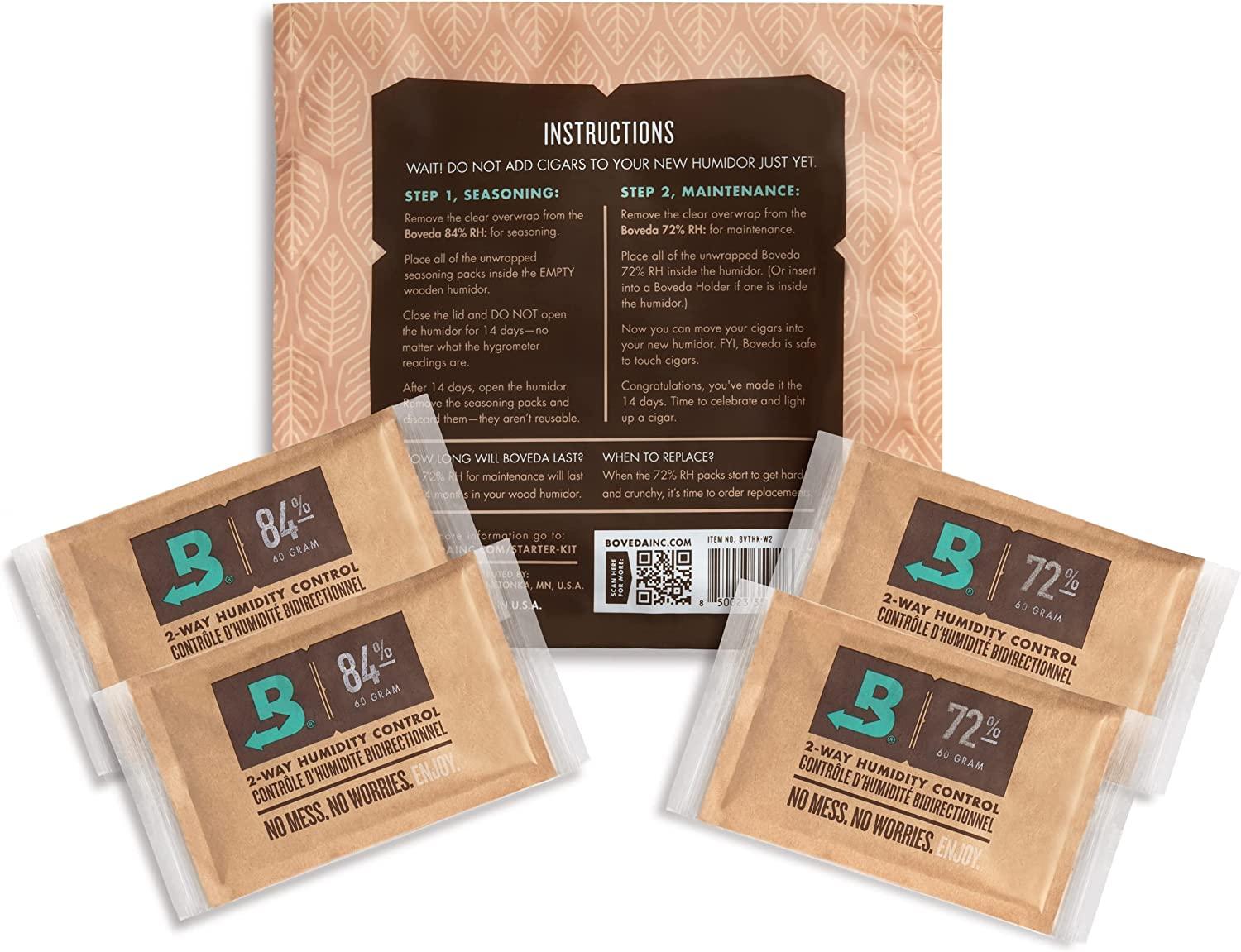 Boveda Humidor Starter Kit Bundle Season a Wood Humidor Plus Maintain