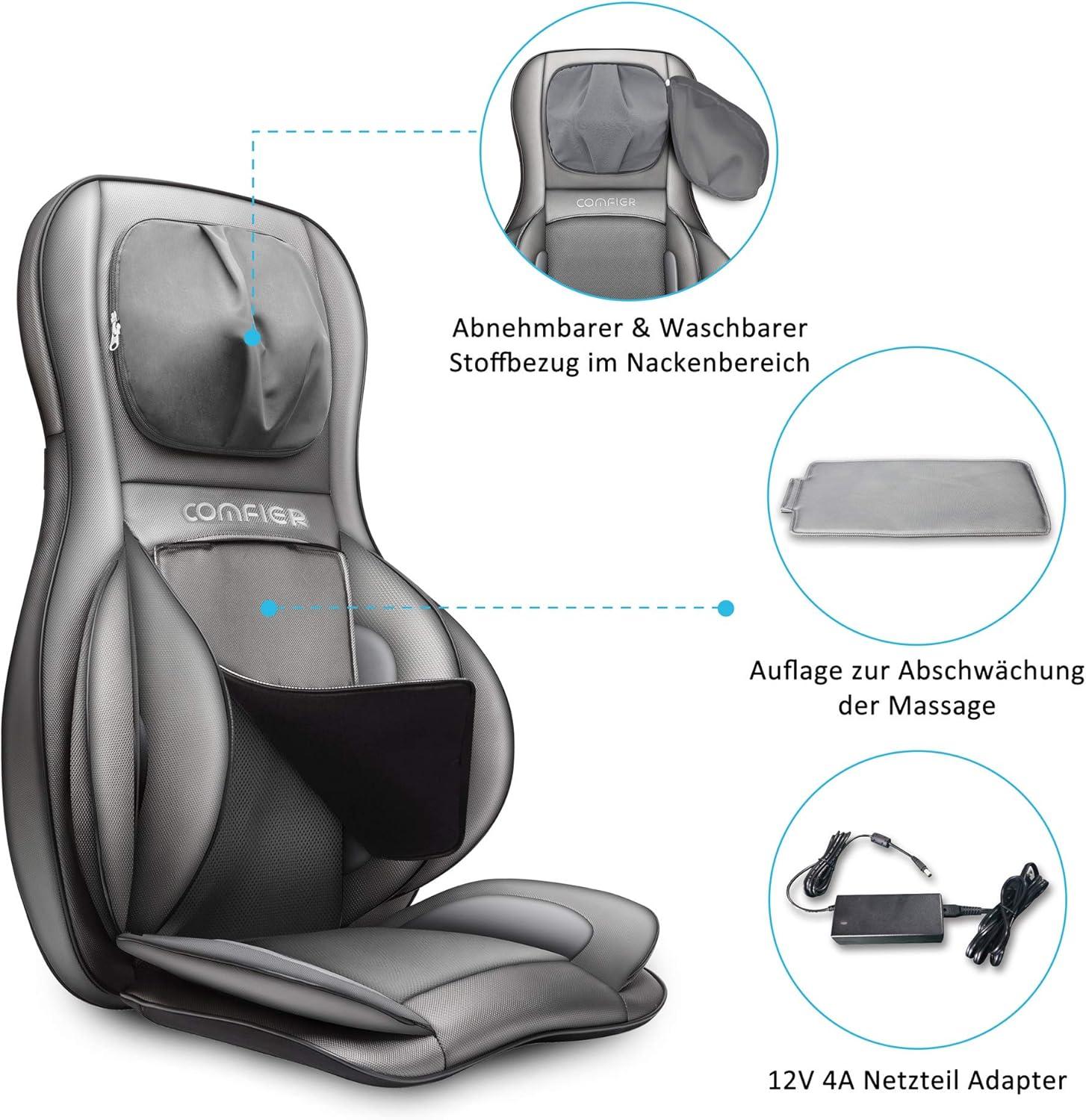 Comfier Shiatsu Massage Seat Support - Kneading Rolling Vibration & Heat  for Neck Shoulder Back & Thighs | Perfect Father's Day Gift | Buy Now with  Express International Delivery | GoSupps.com