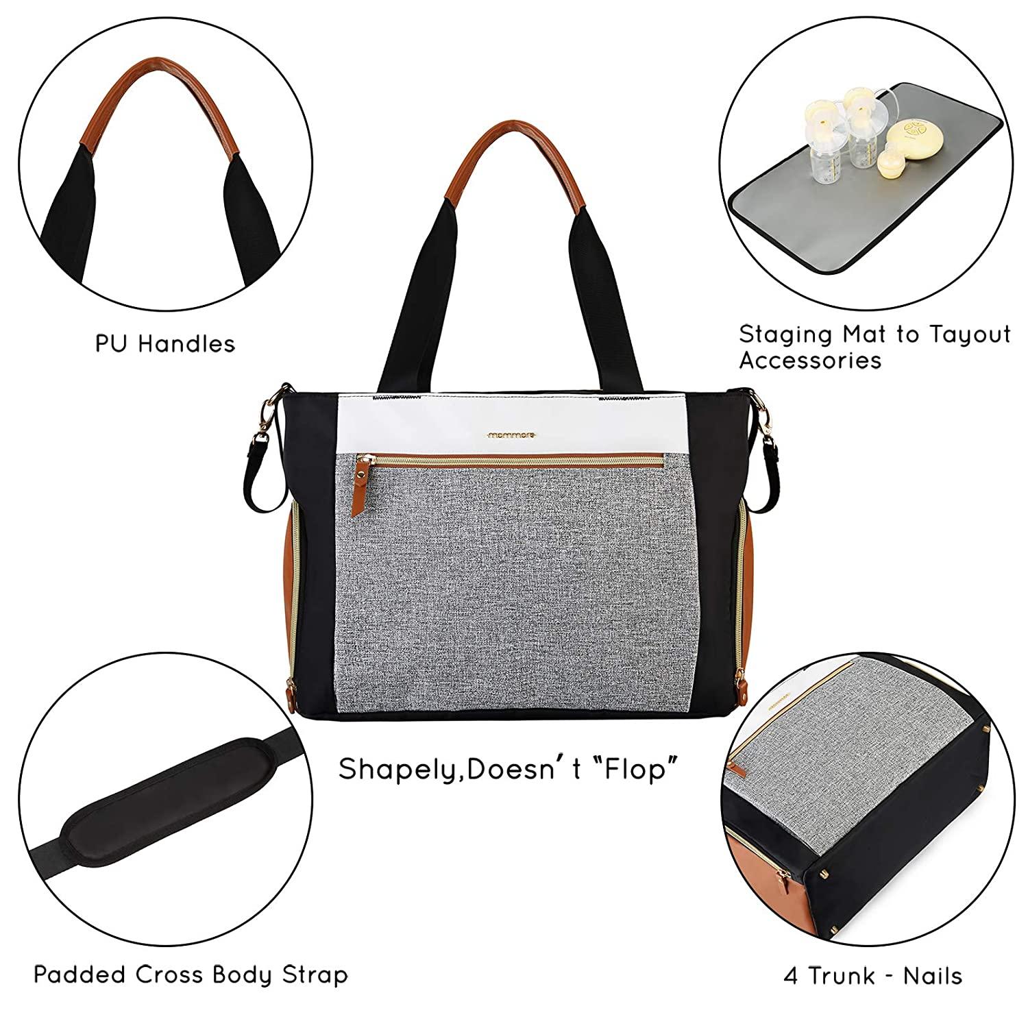 mommore Breast Pump Bag Diaper Tote Bag with 15 Inch Laptop Sleeve