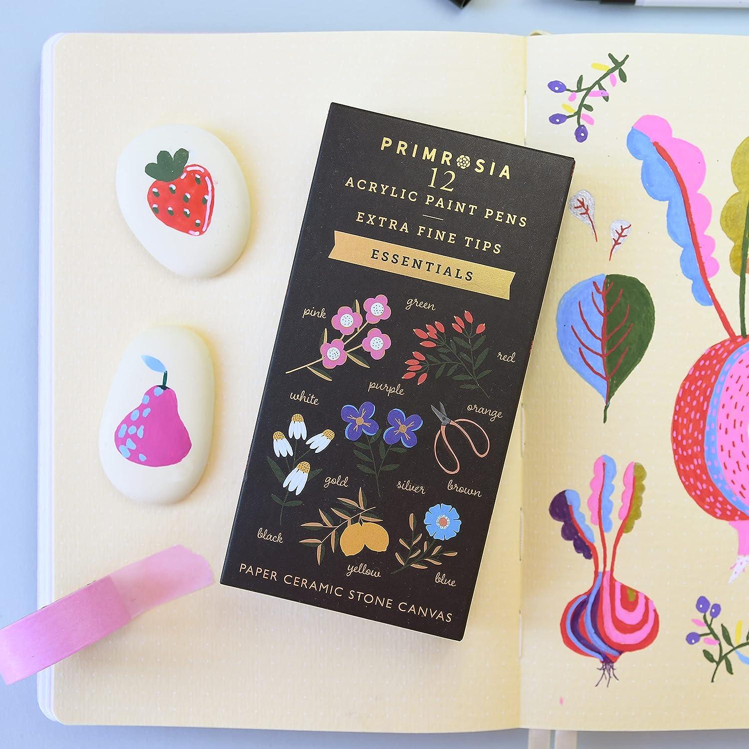 Primrosia 12 Essential Acrylic Paint Pens Set with Extra Fine Tip