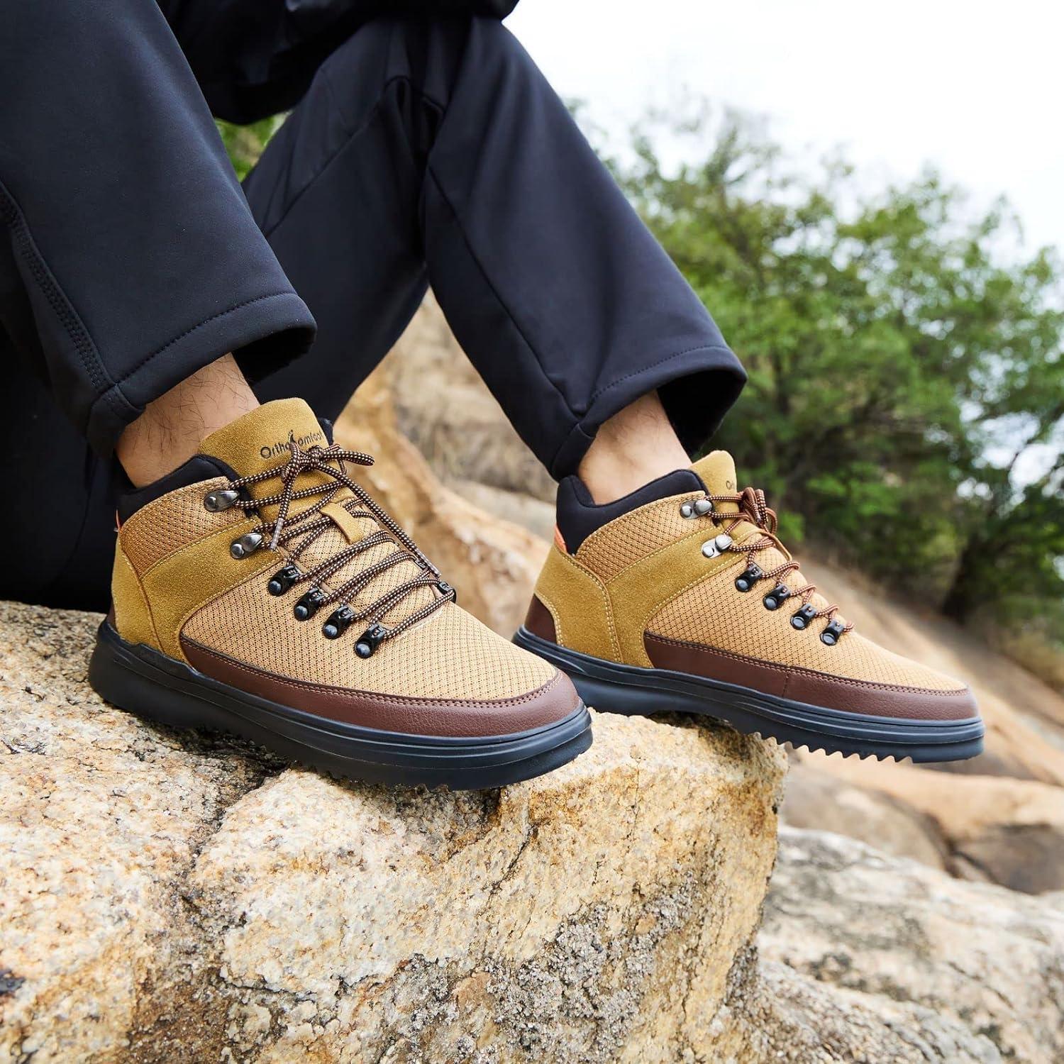 OrthoComfoot Men's Hiking Boots Arch Support, Water Resistant